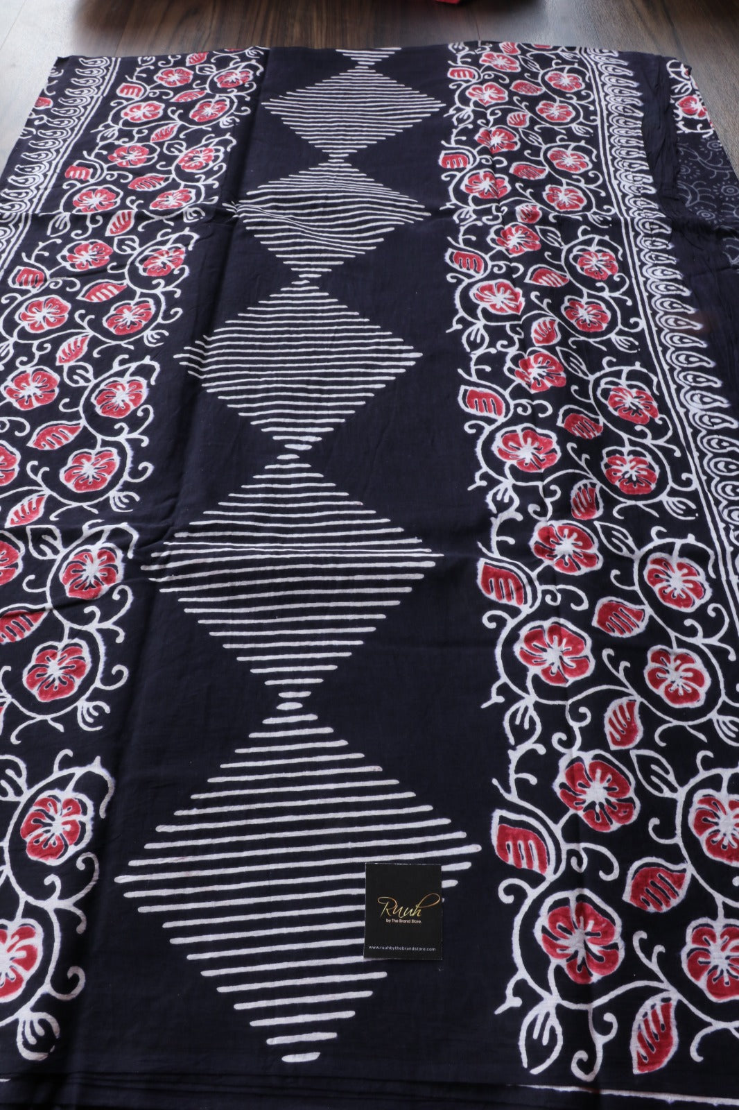 JAIPUR COTTON SAREE IN BLACK COLOUR