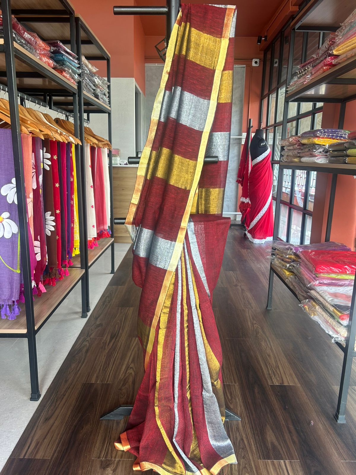 PURPLE LINEN SAREE- TBS26LN