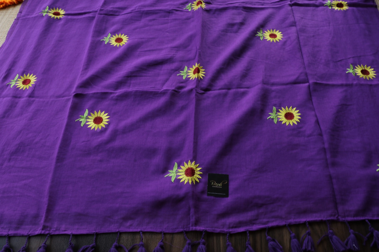 PURPLE MULMUL SUNFLOWER EMBROIDERY-TBS26MSE