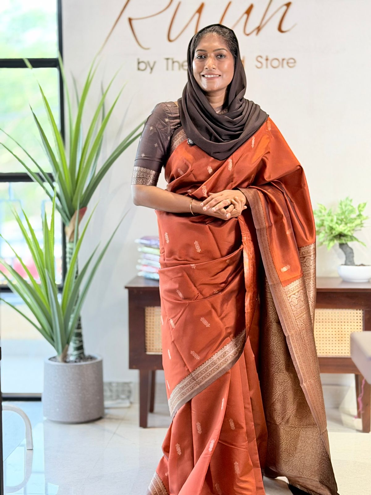 RUST COLOUR SEMI SILK SAREE 1 - TBS26SS1