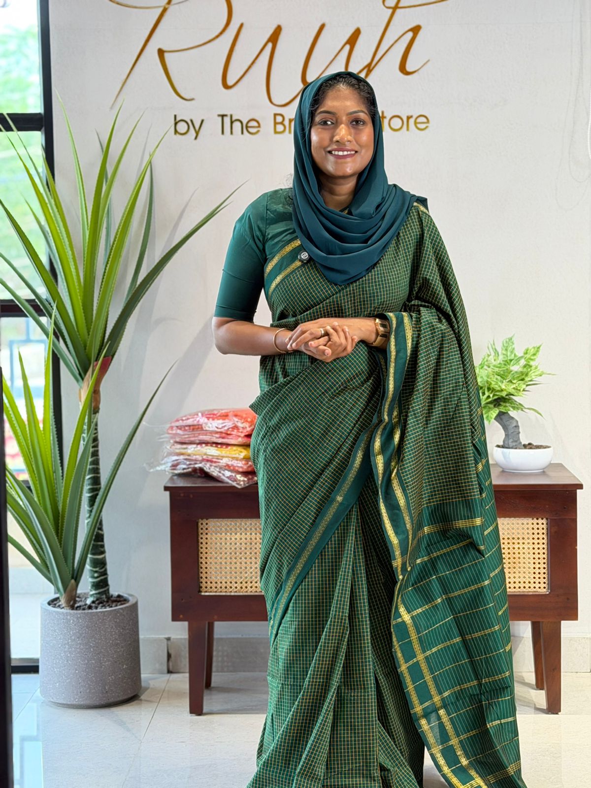 DARK GREEN KALYANI COTTON SAREE - TBS26KC1