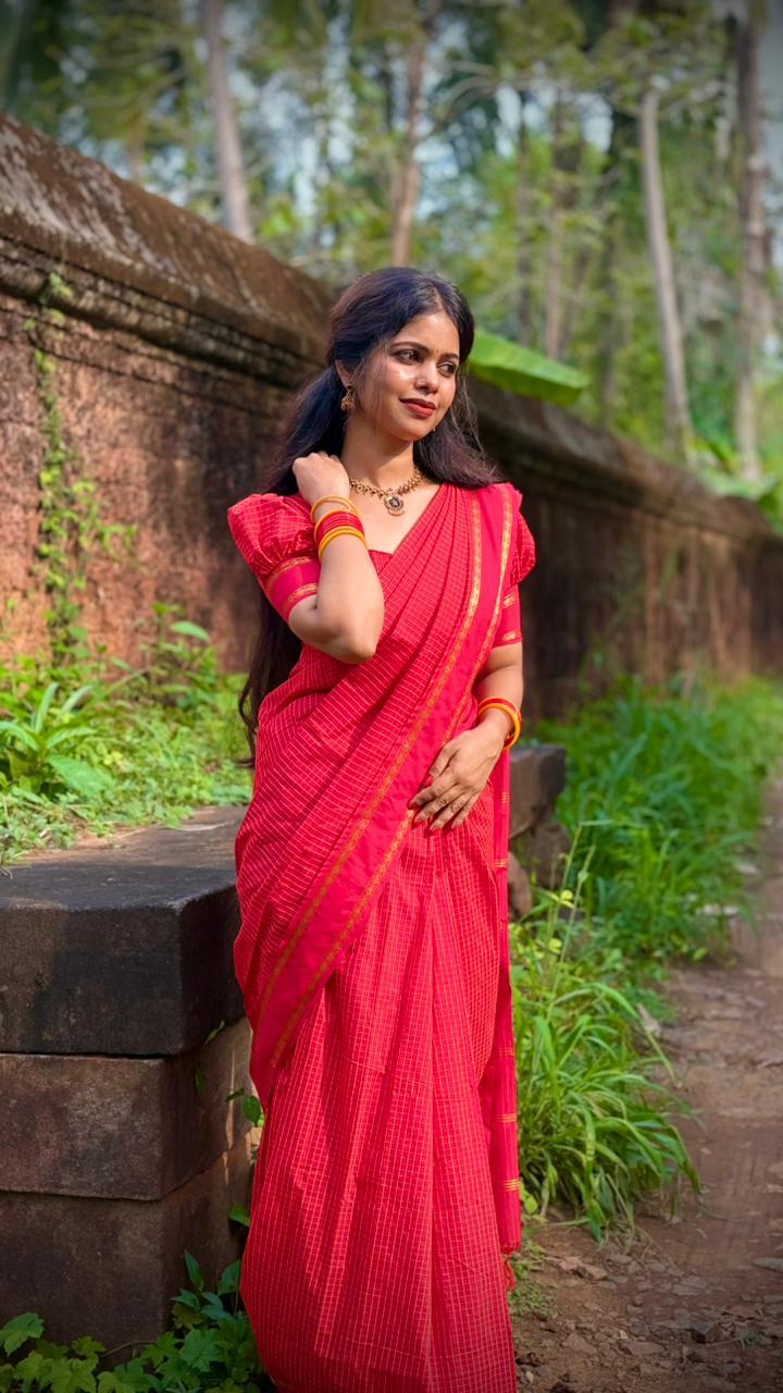 RED KALYANI COTTON SAREE - TBS26KC1