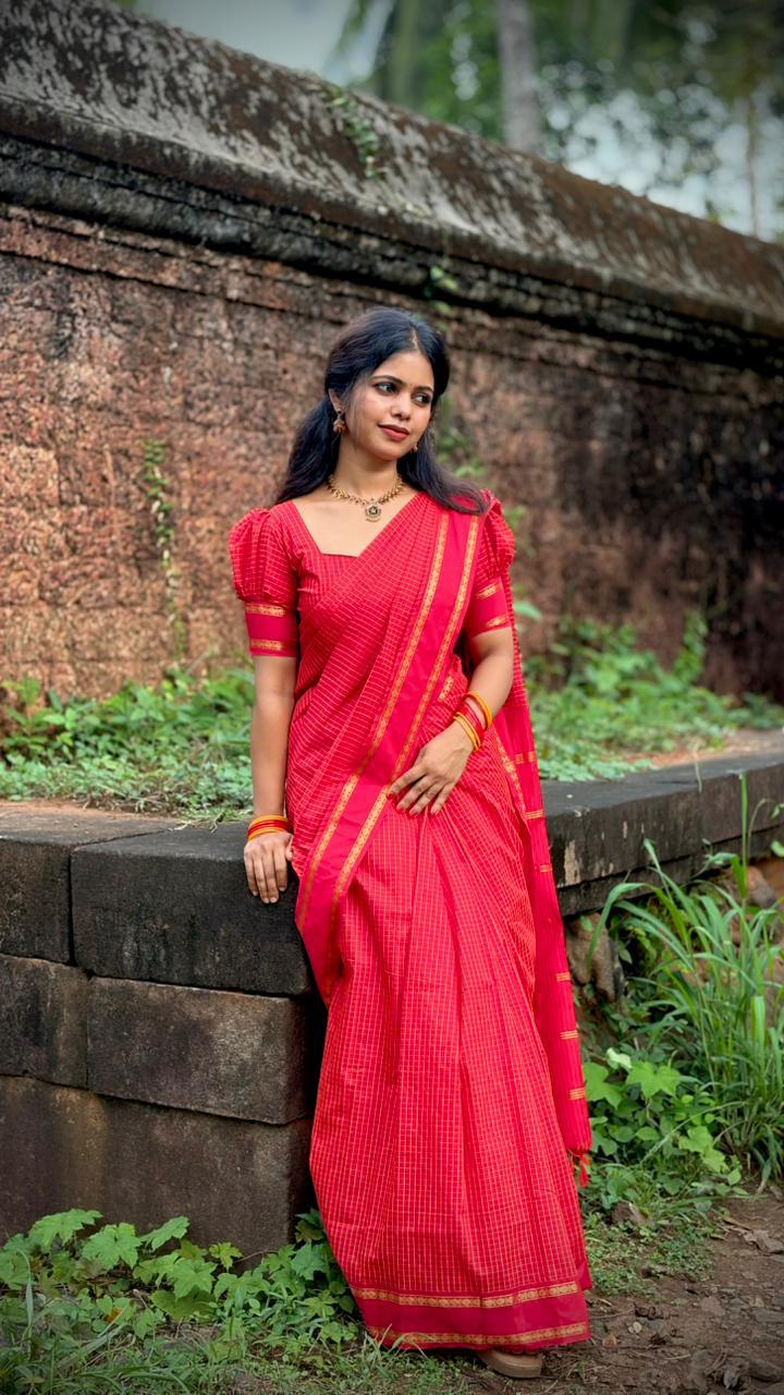 RED KALYANI COTTON SAREE - TBS26KC1