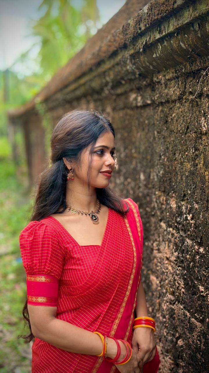 RED KALYANI COTTON SAREE - TBS26KC1