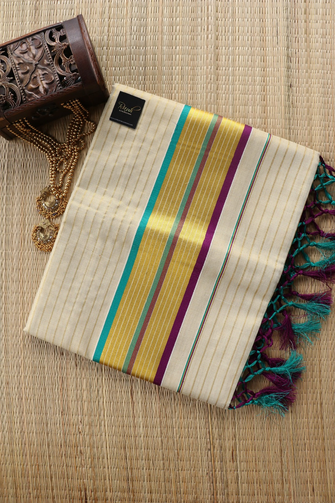 TISSUE STRIPE - PURPLE & PEACOCK BLUE