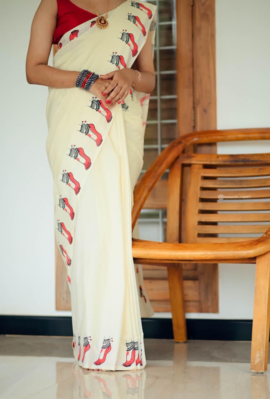CHILANKA _ KERALA COTTON SAREE - TBS26CKA