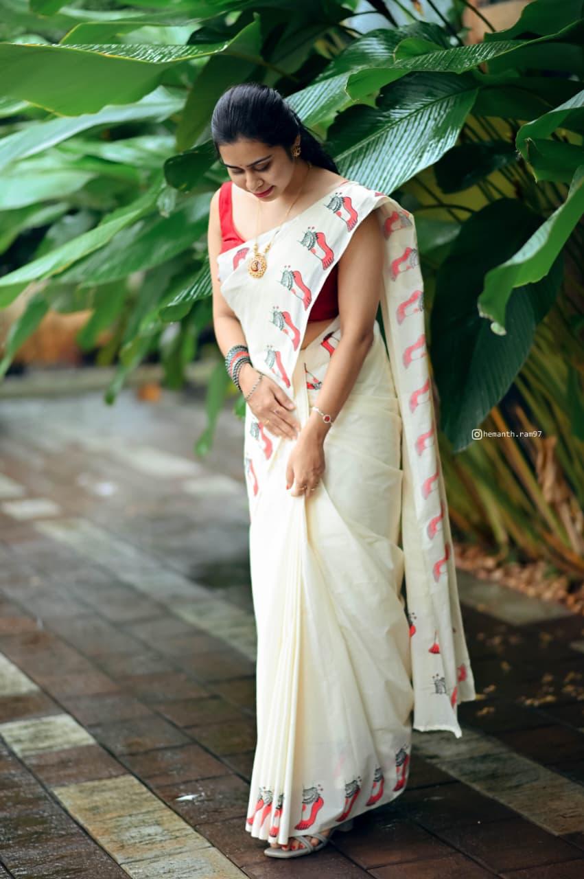 CHILANKA _ KERALA COTTON SAREE - TBS26CKA