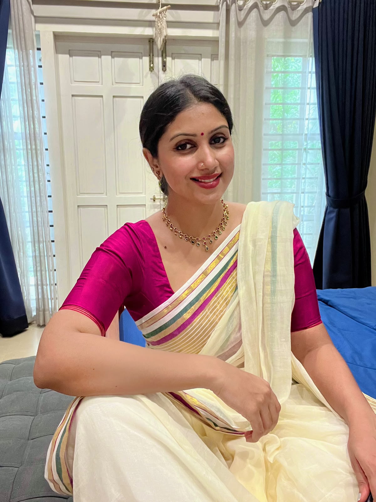 MUL COTTON SAREE WITH ZARI AND COLOUR BORDER- TBS26ZCB1