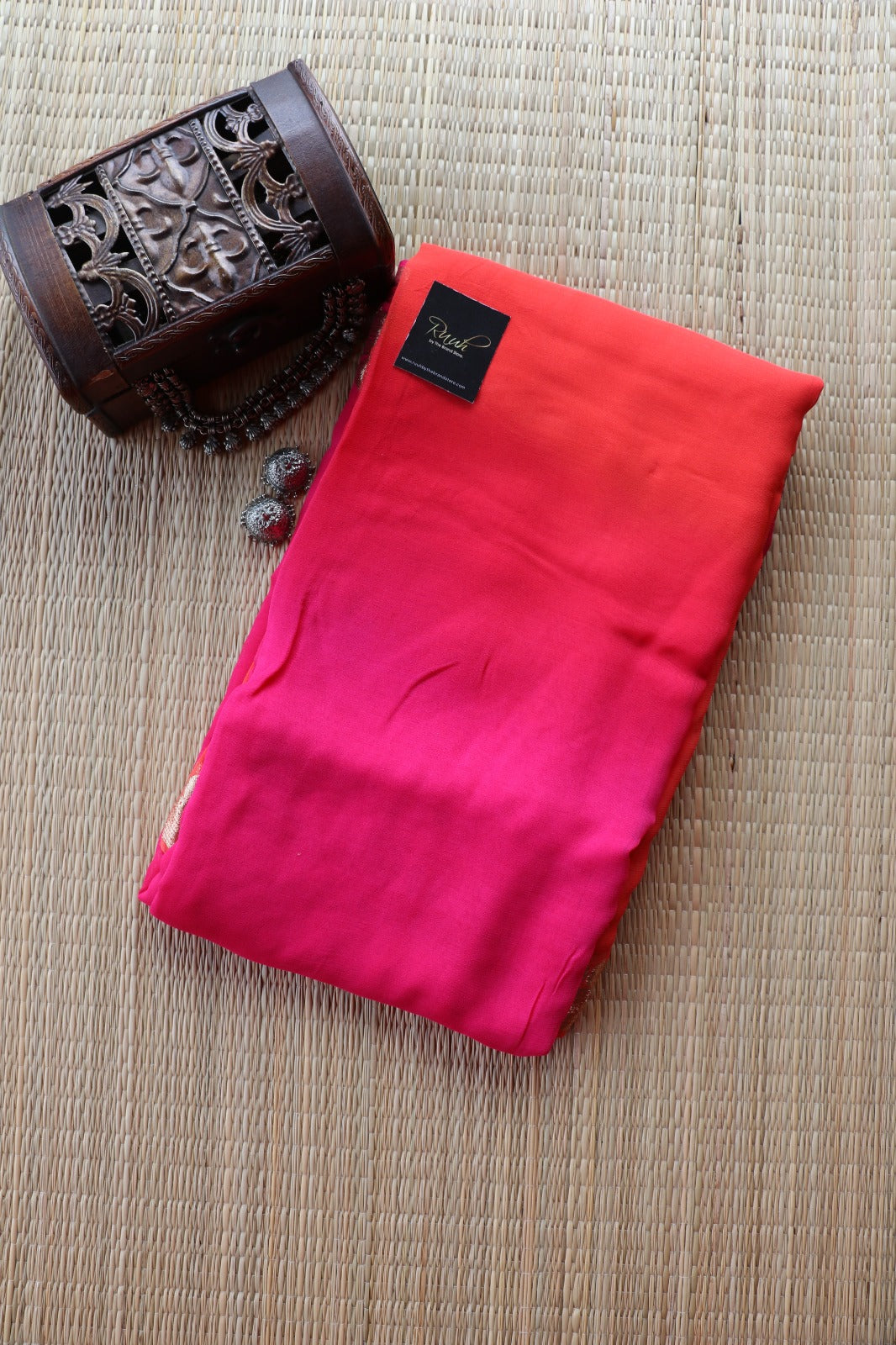 ORANGE PINK VISCOSE GEORGETTE SAREE - TBS26VDS- PREORDER