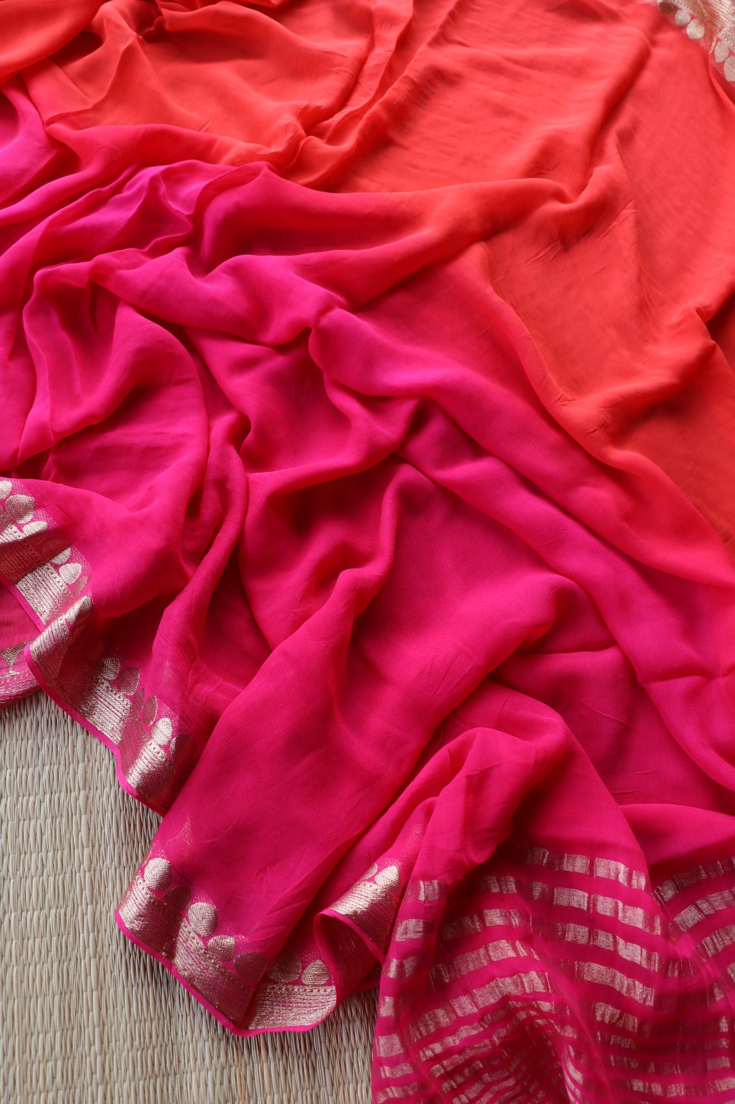ORANGE PINK VISCOSE GEORGETTE SAREE - TBS26VDS- PREORDER