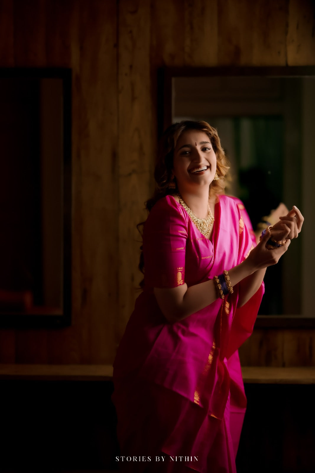 PLAIN SUNGUDI SAREE- PINK TBS26MSS