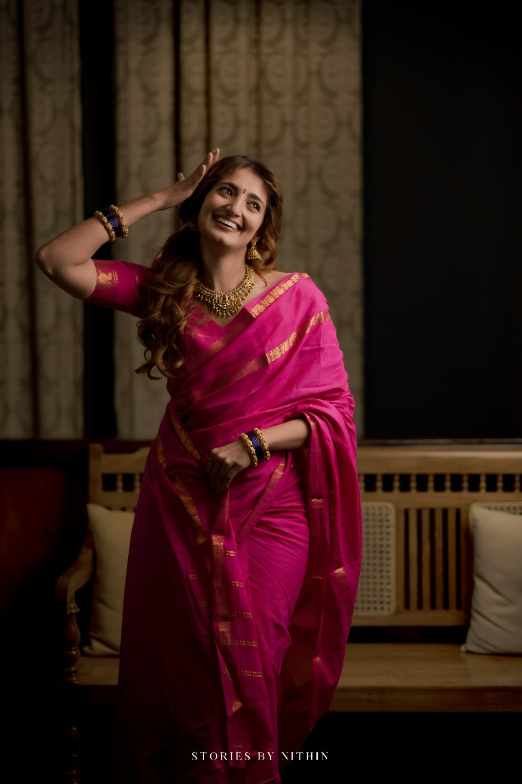 PLAIN SUNGUDI SAREE- PINK TBS26MSS