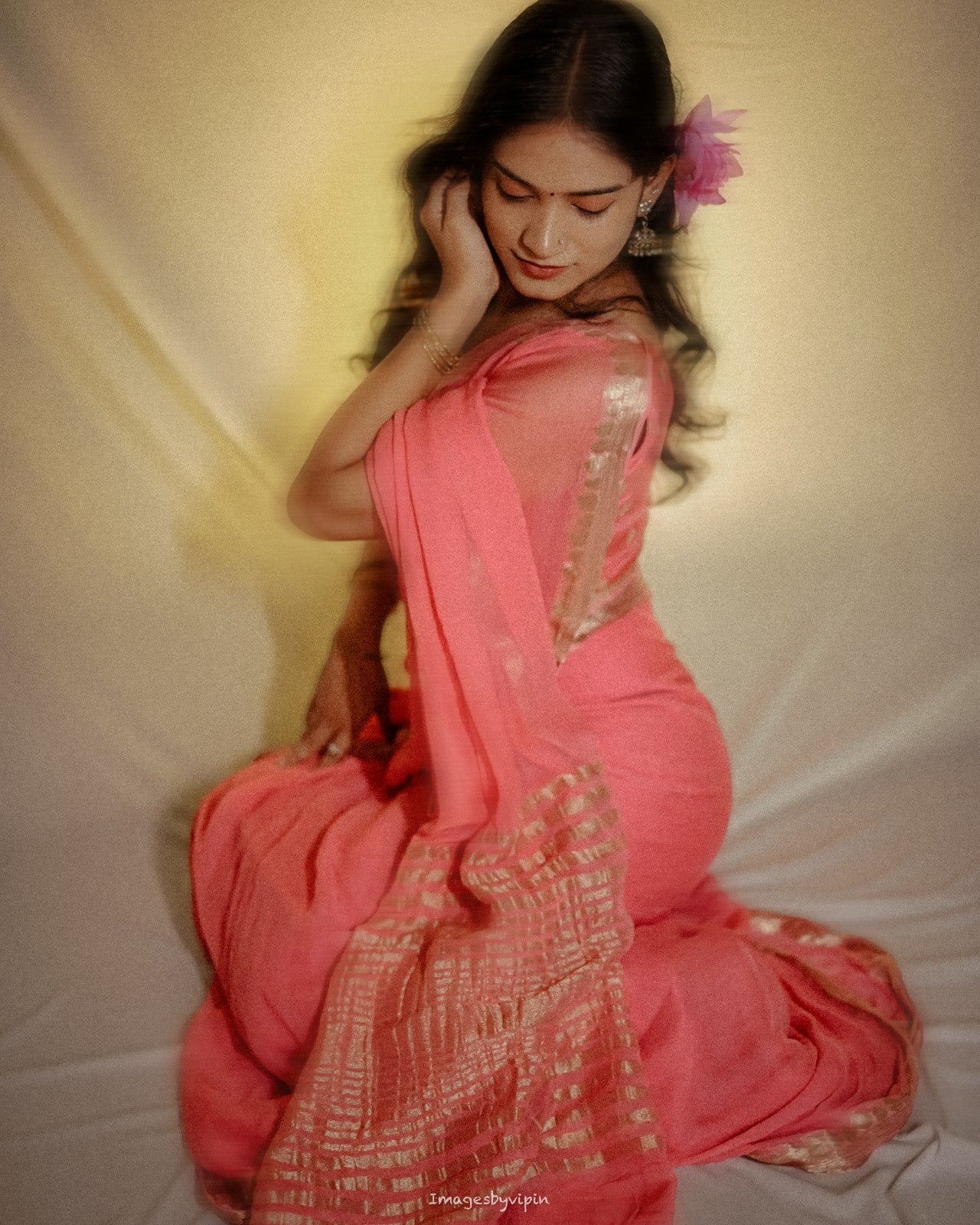 PASTEL PINK VISCOSE GEORGETTE SAREE