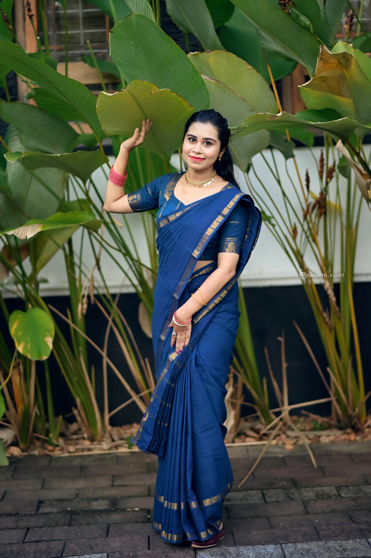 PLAIN SUNGUDI SAREE- PEACOCK BLUE TBS26MSS