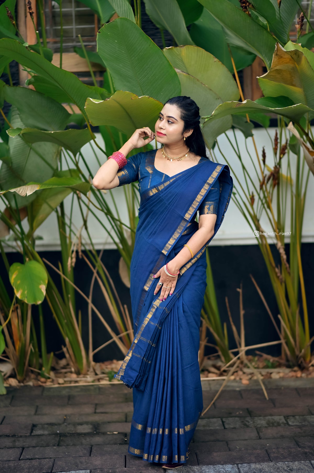 PLAIN SUNGUDI SAREE- PEACOCK BLUE TBS26MSS