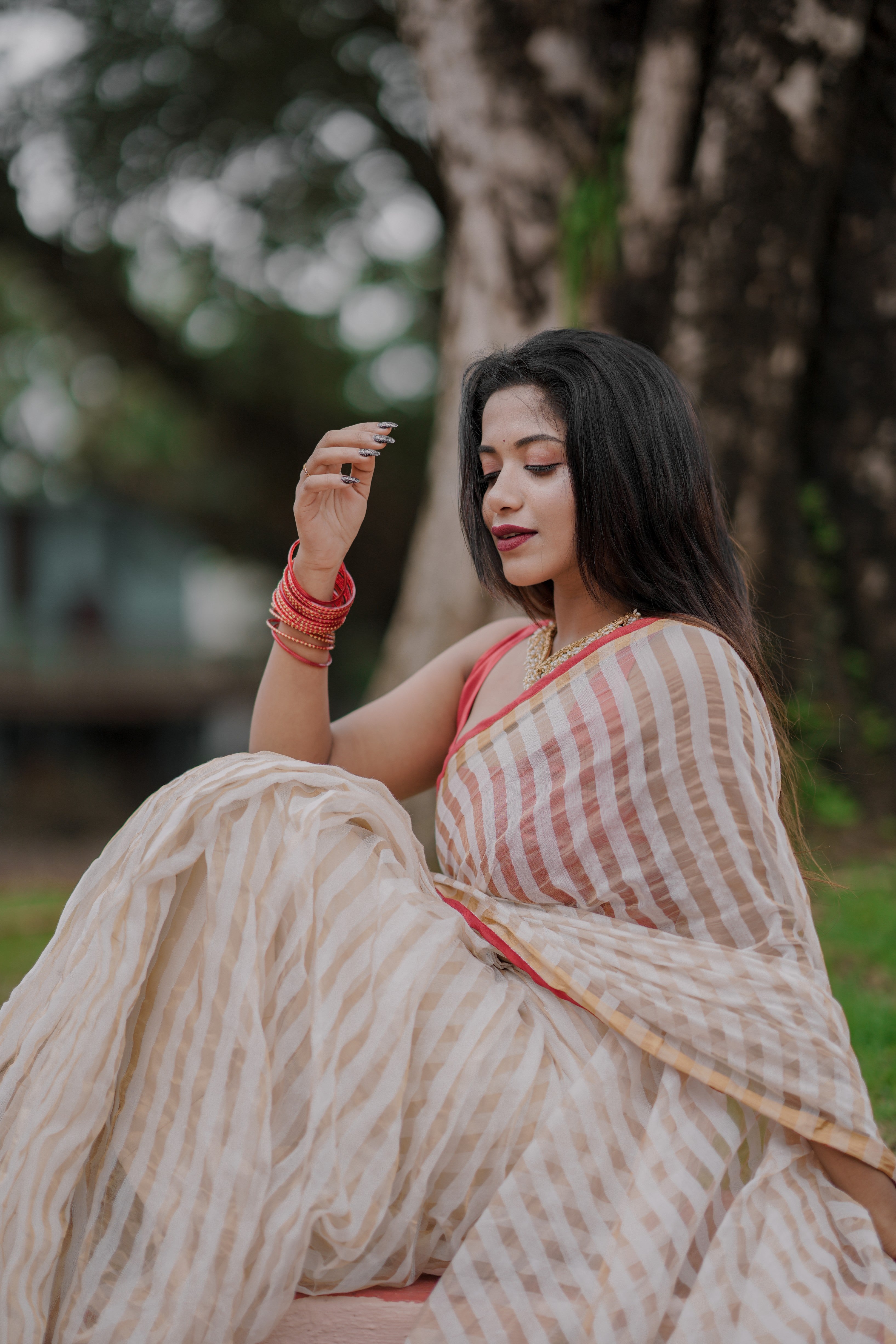 MODAL TISSUE STRIPE SAREE