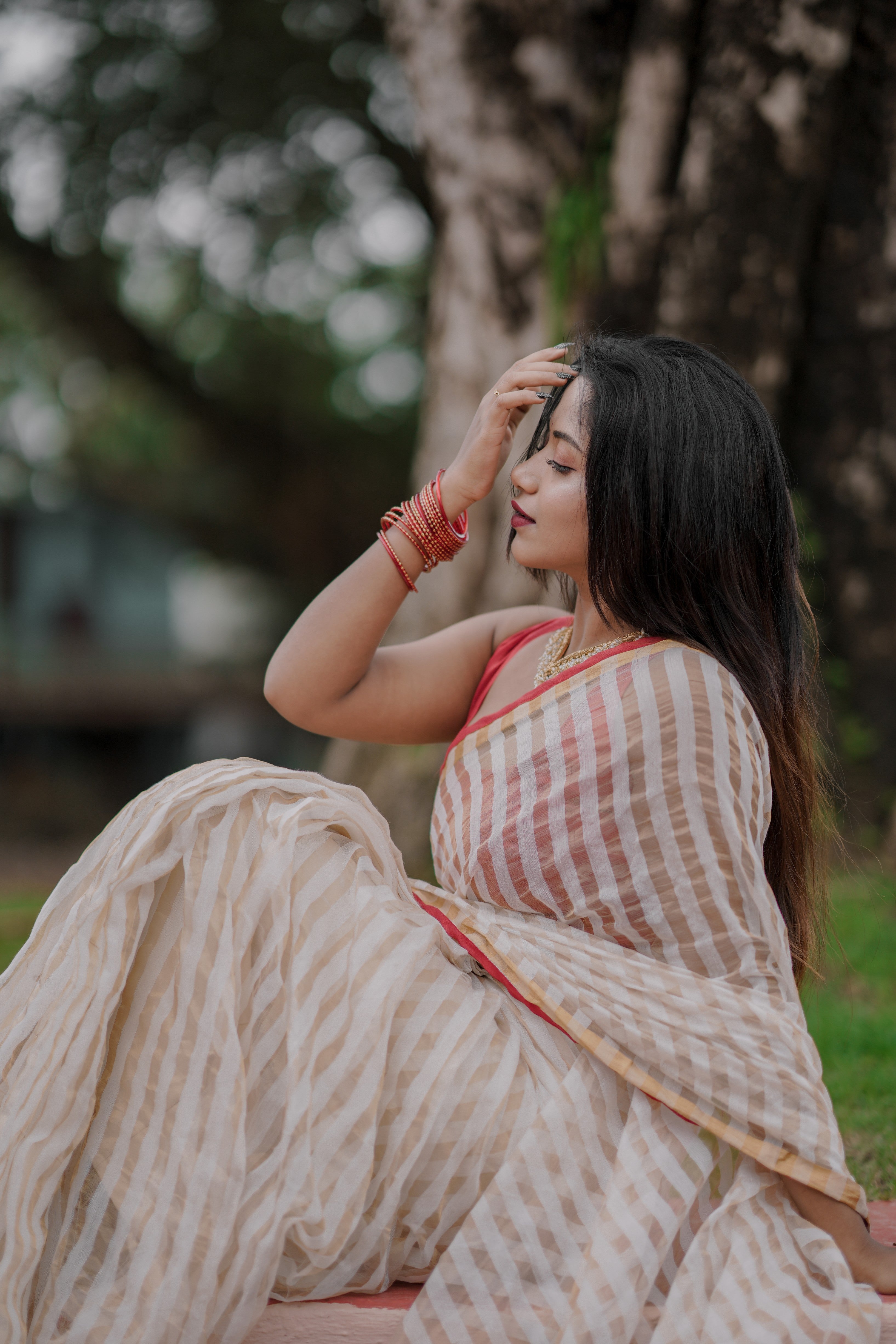 MODAL TISSUE STRIPE SAREE