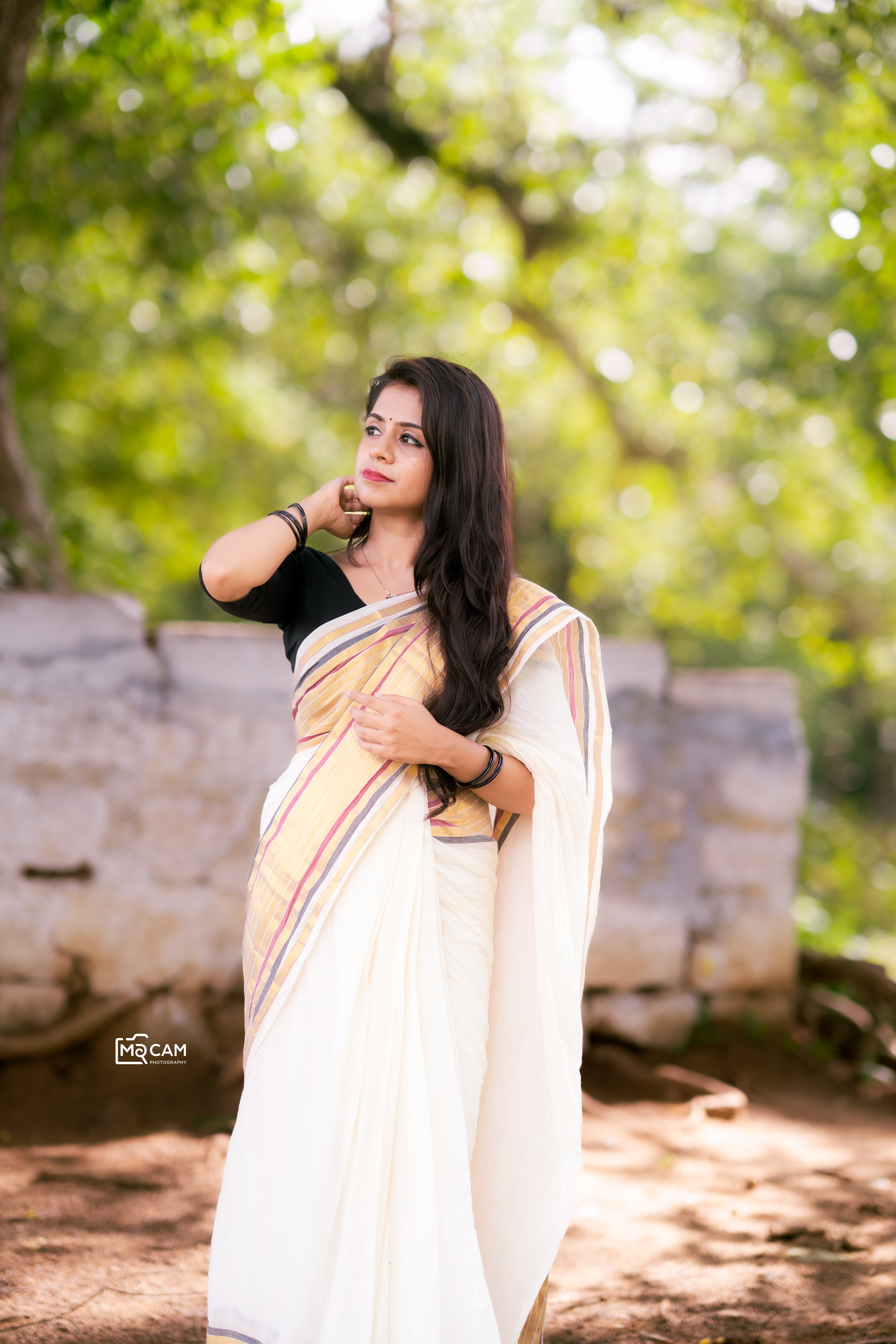 MUL COTTON SAREE WITH ZARI AND COLOUR BORDER- TBS26VC