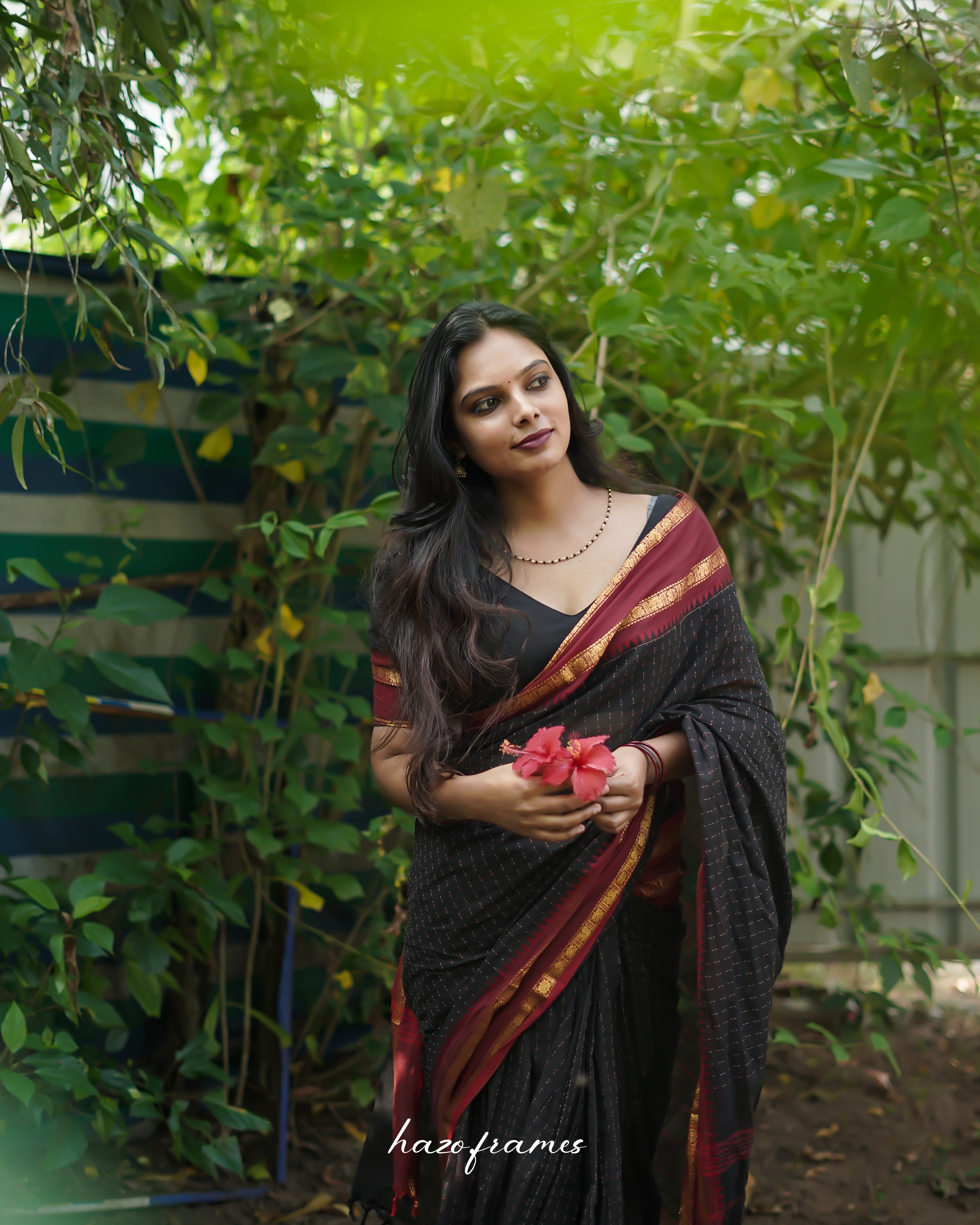 BLACK KANCHI COTTON SAREE