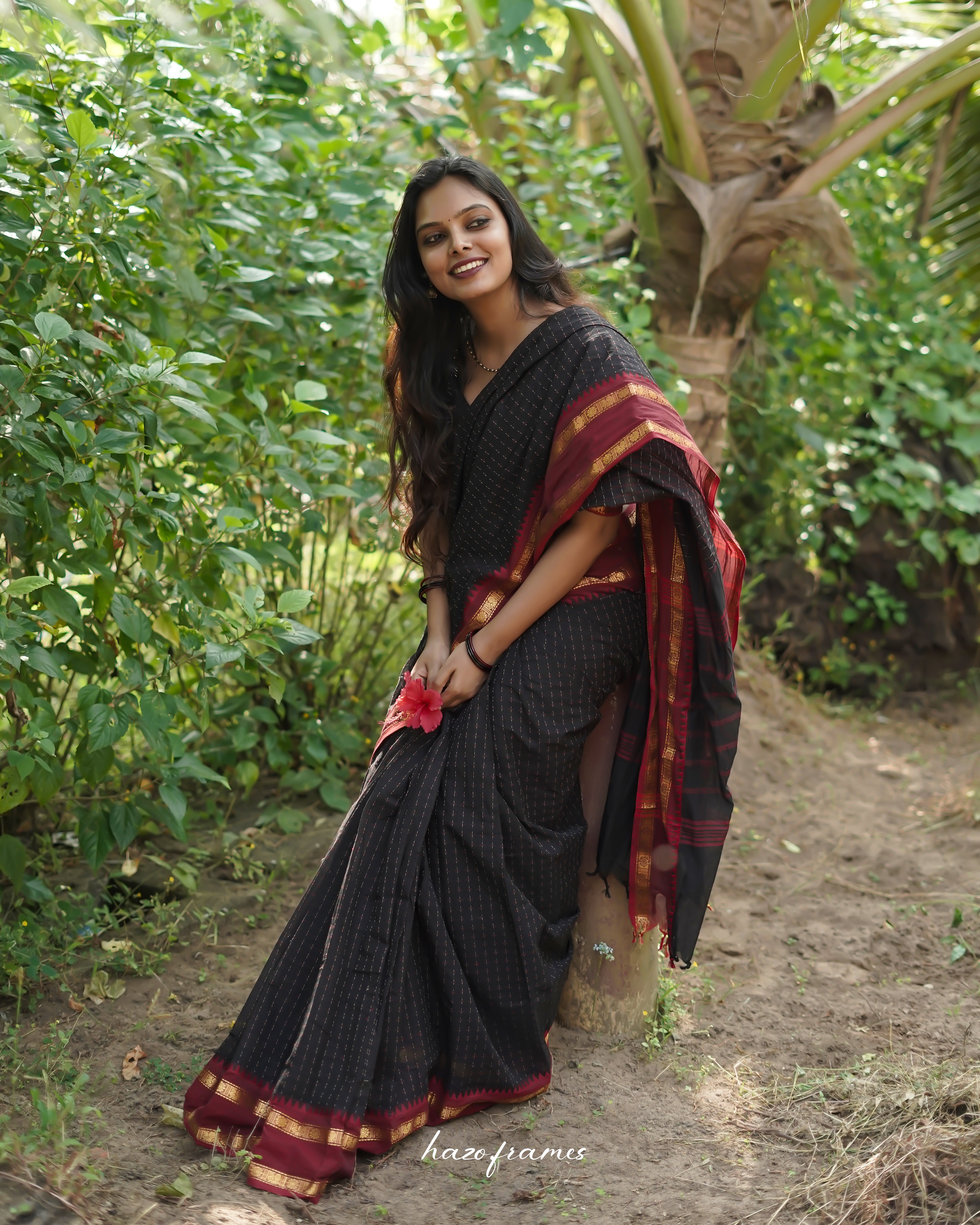 BLACK KANCHI COTTON SAREE