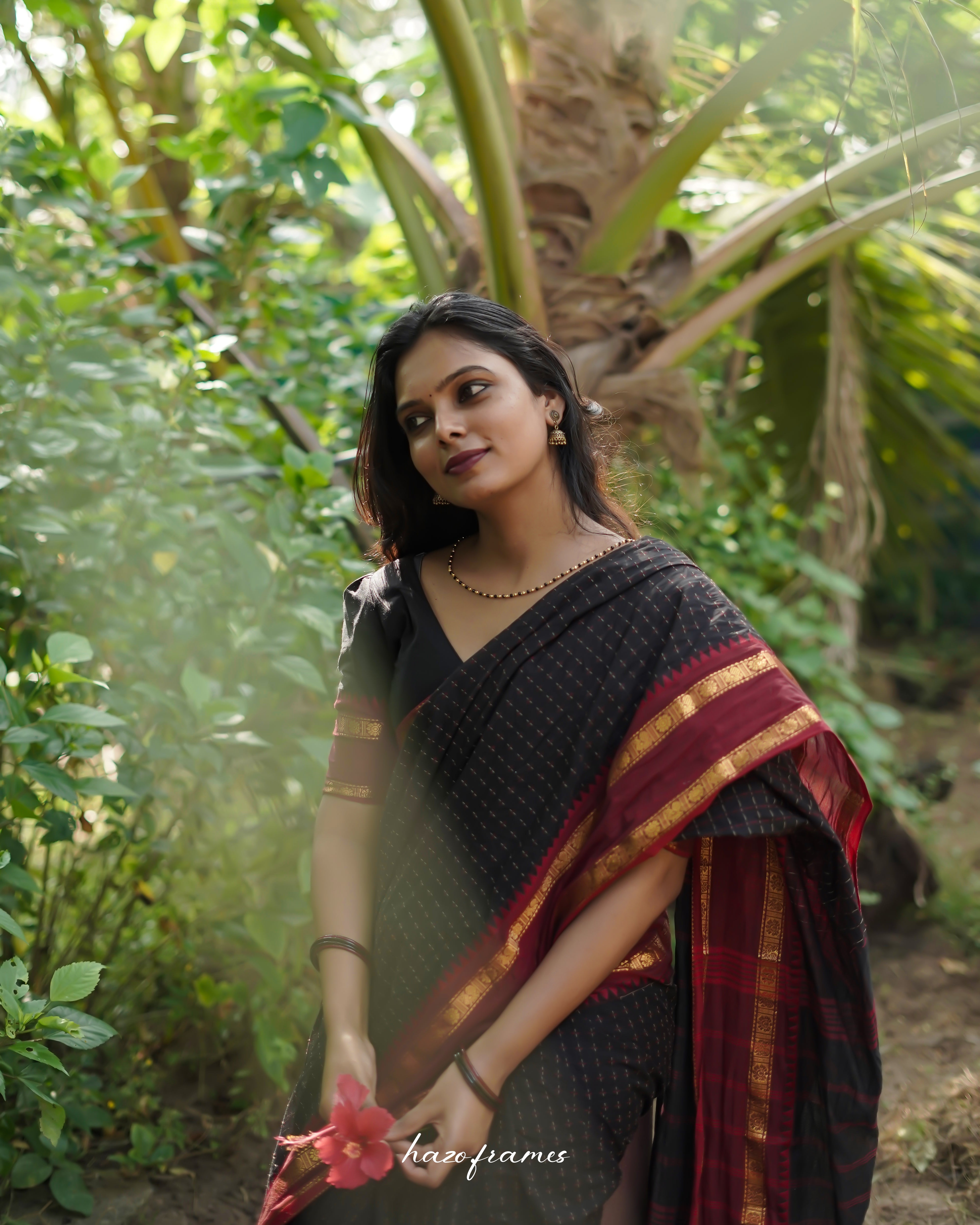 BLACK KANCHI COTTON SAREE