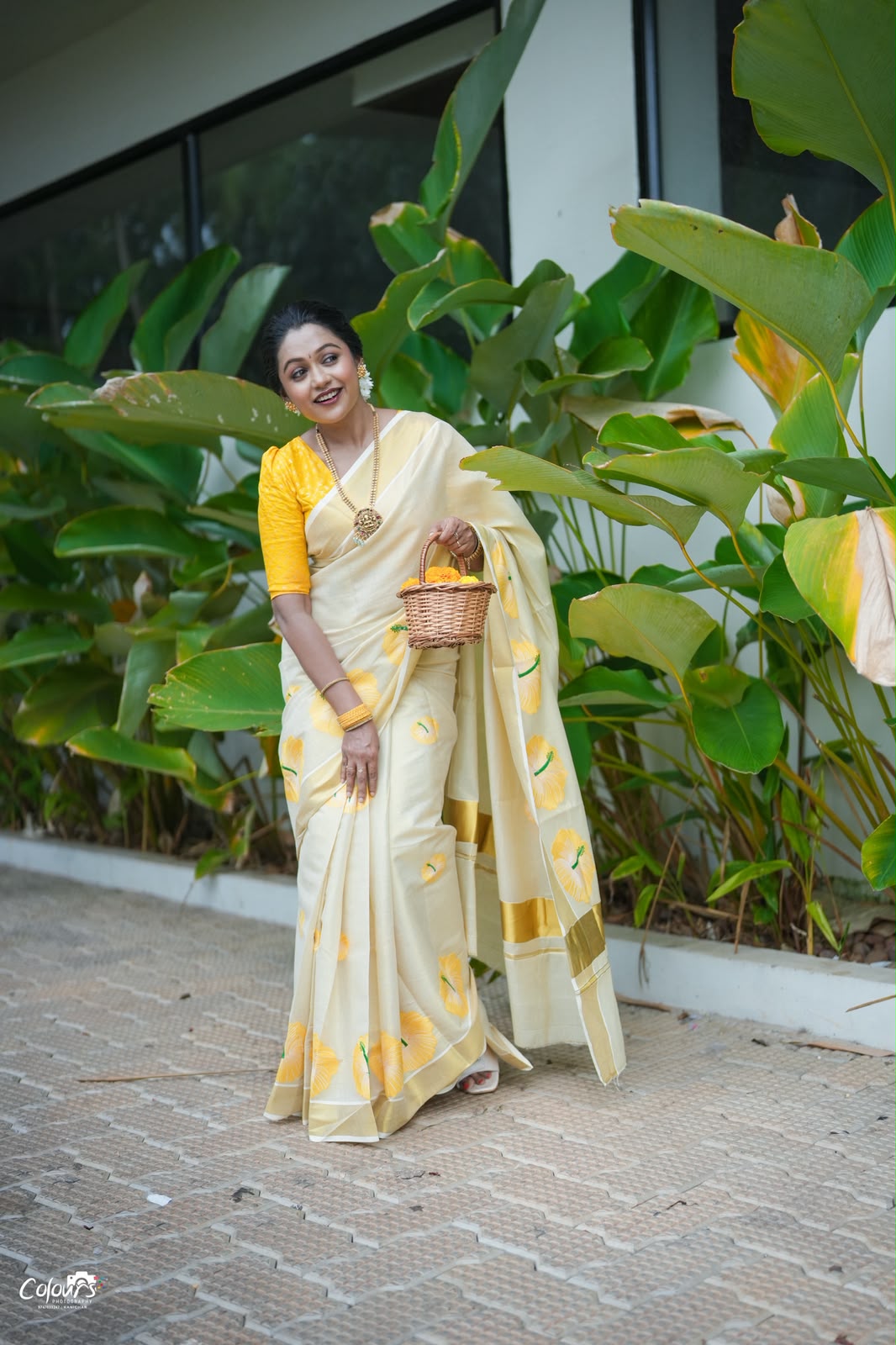 KERALA TISSUE WITH HIBISCUS EMBROIDERY- TBS26CIN
