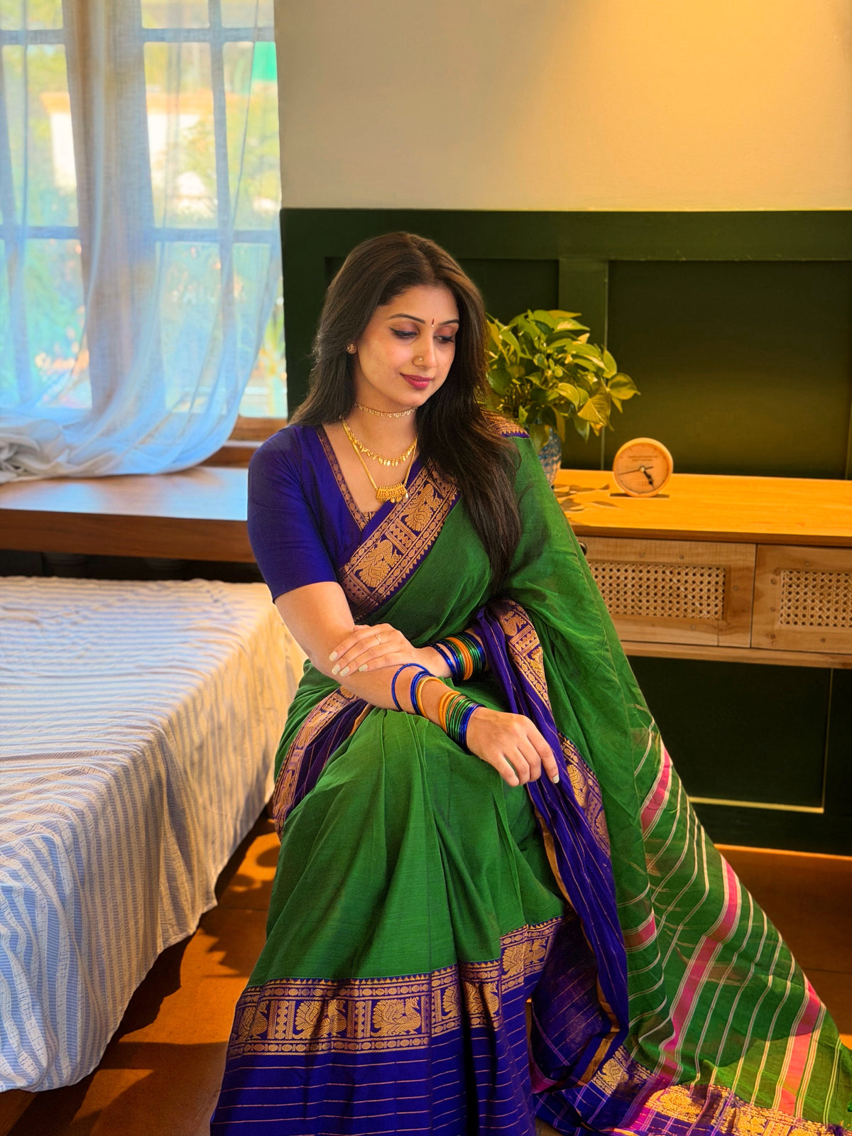 GREEN PURPLE NARAYNPET SAREE-TBS26NP