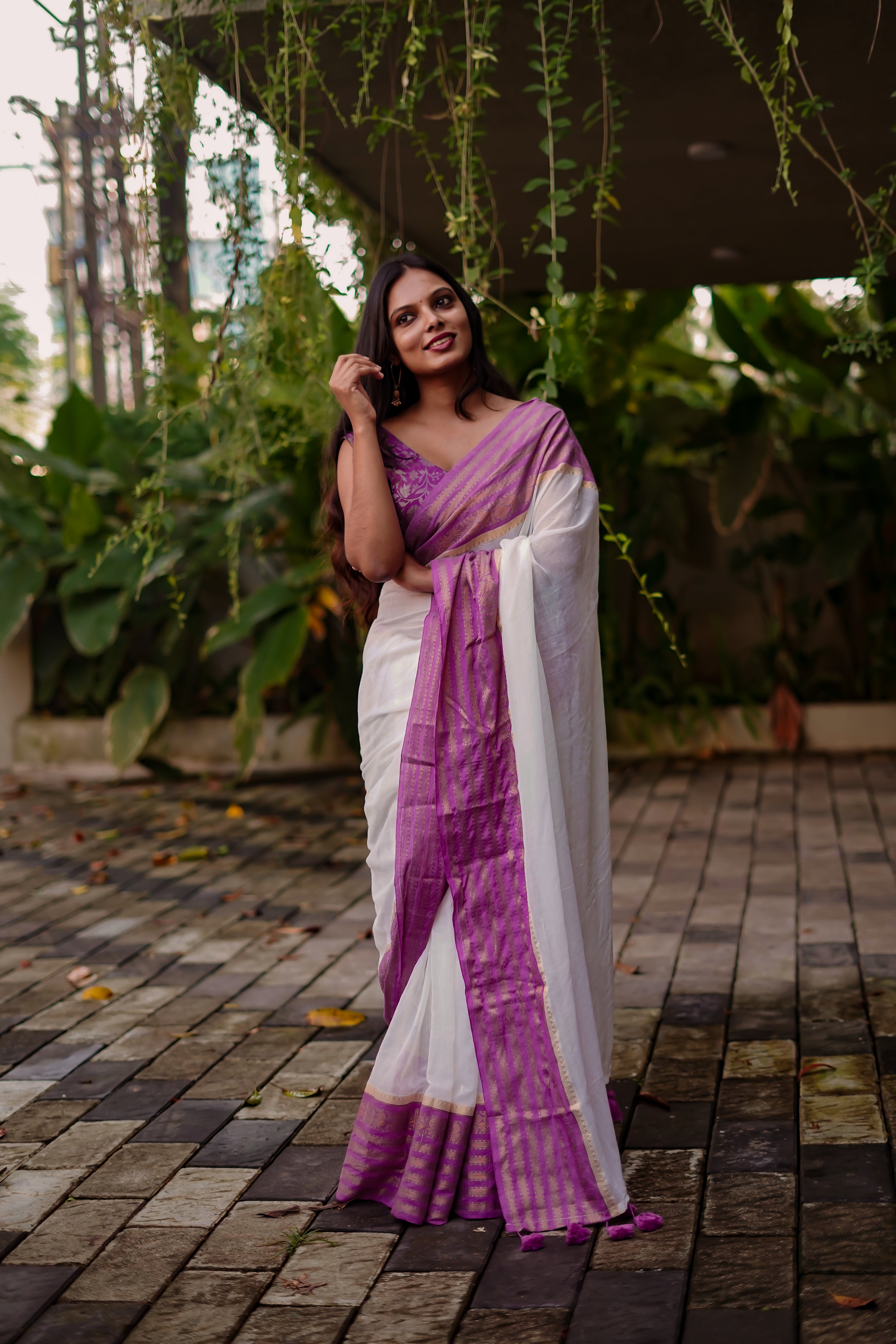 MULMUL SAREE WITH BORDER - TBS26PV