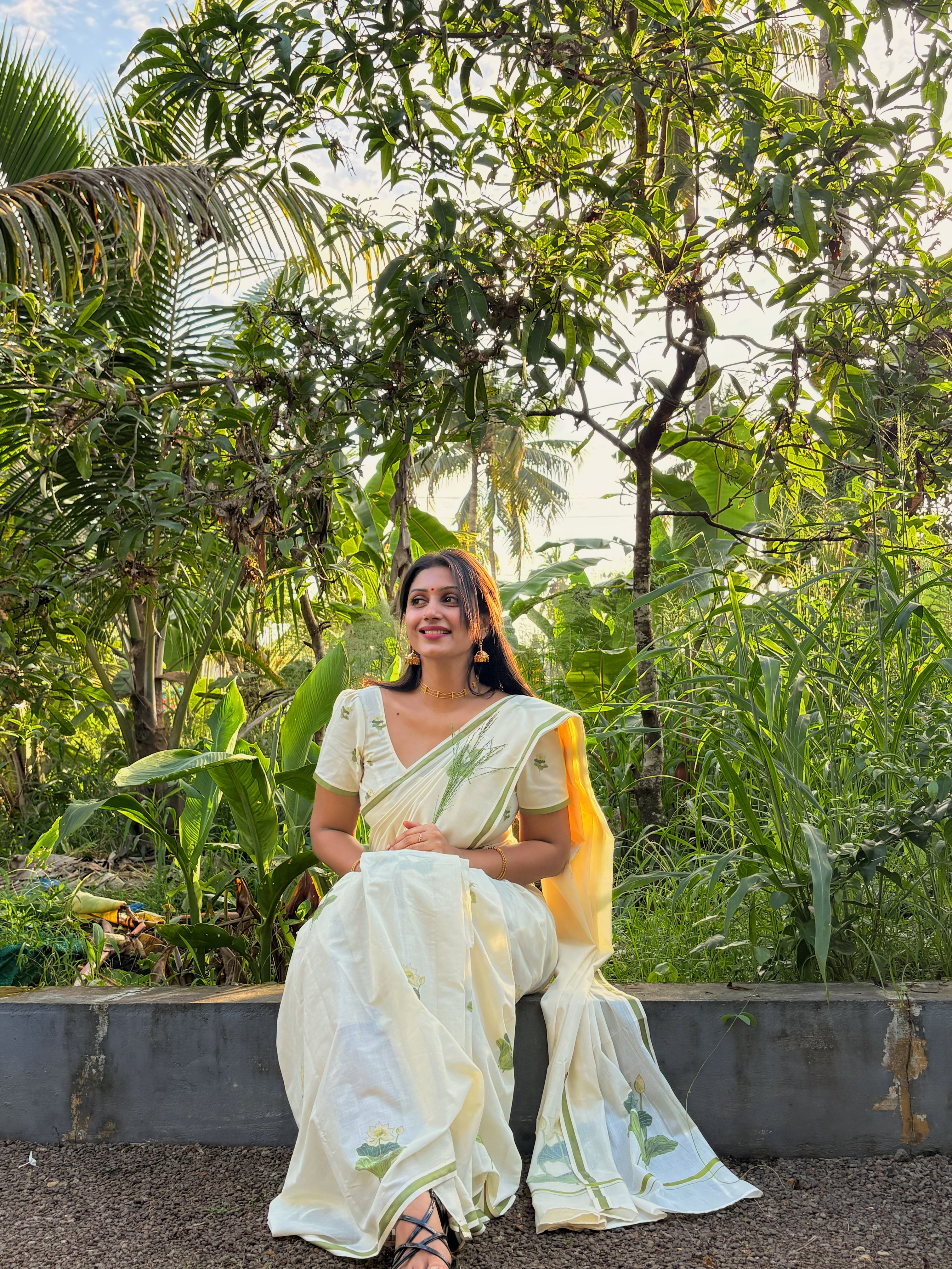 LOTUS PRINTED COTTON SAREE- TBS26LP