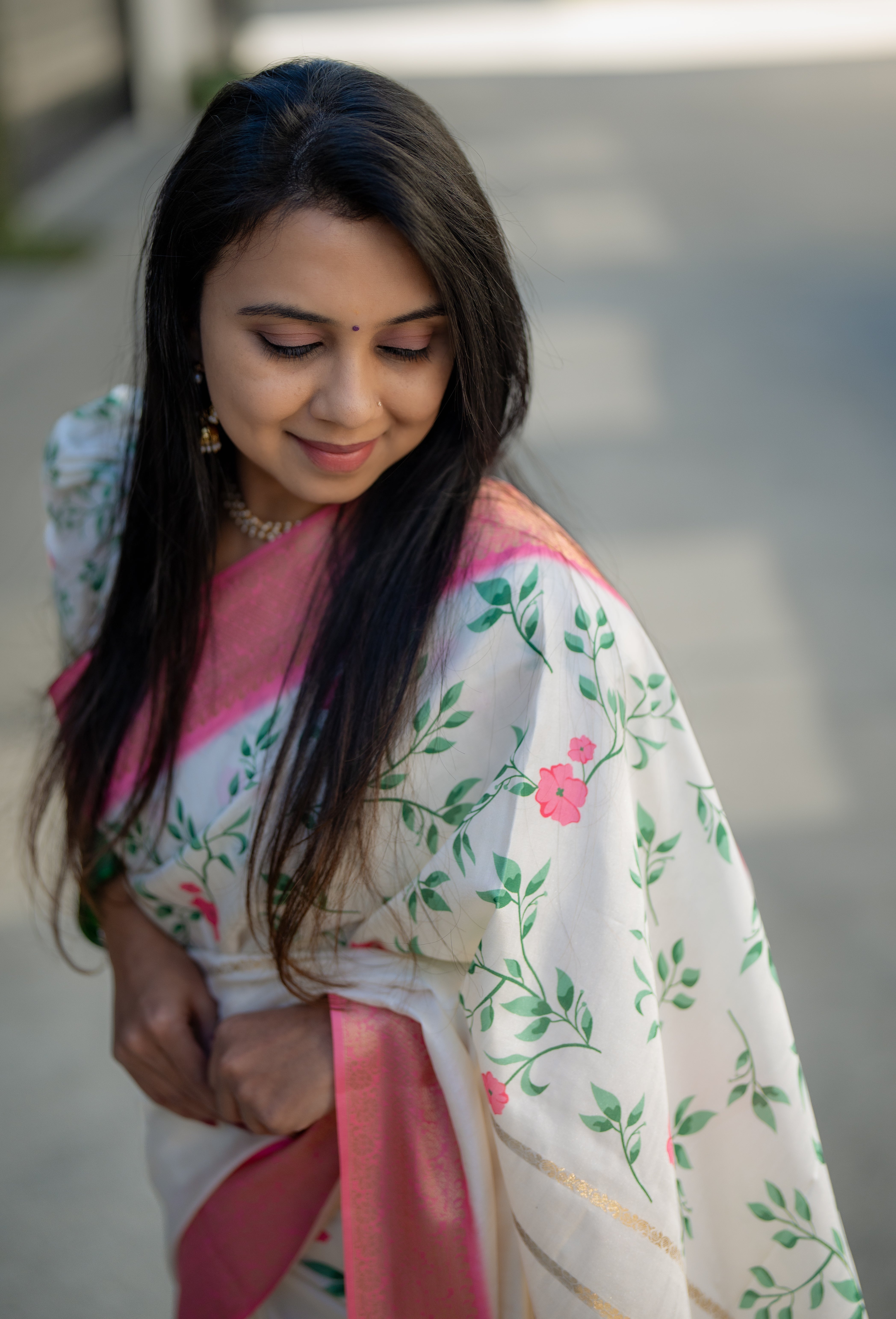 FLORAL PRINTED SEMI SILK SAREE