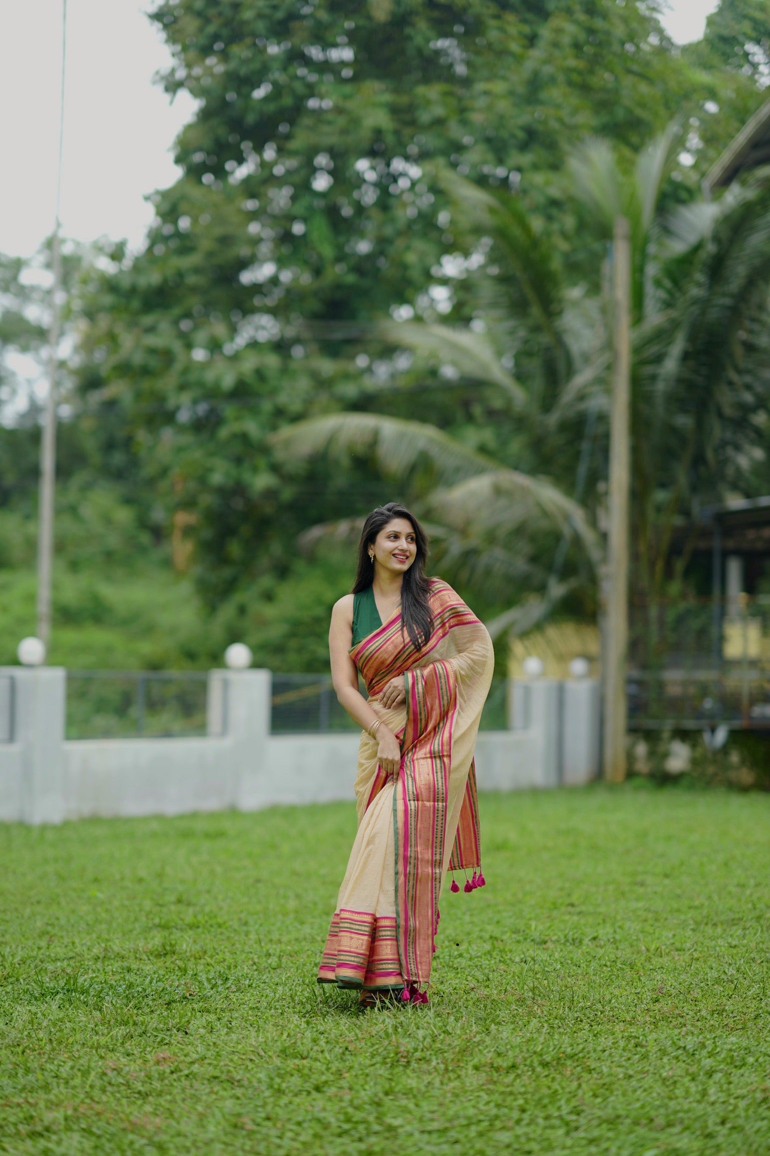 MULMUL COTTON SAREE WITH KANCHI BORDER - TBS26MKB-PREORDER