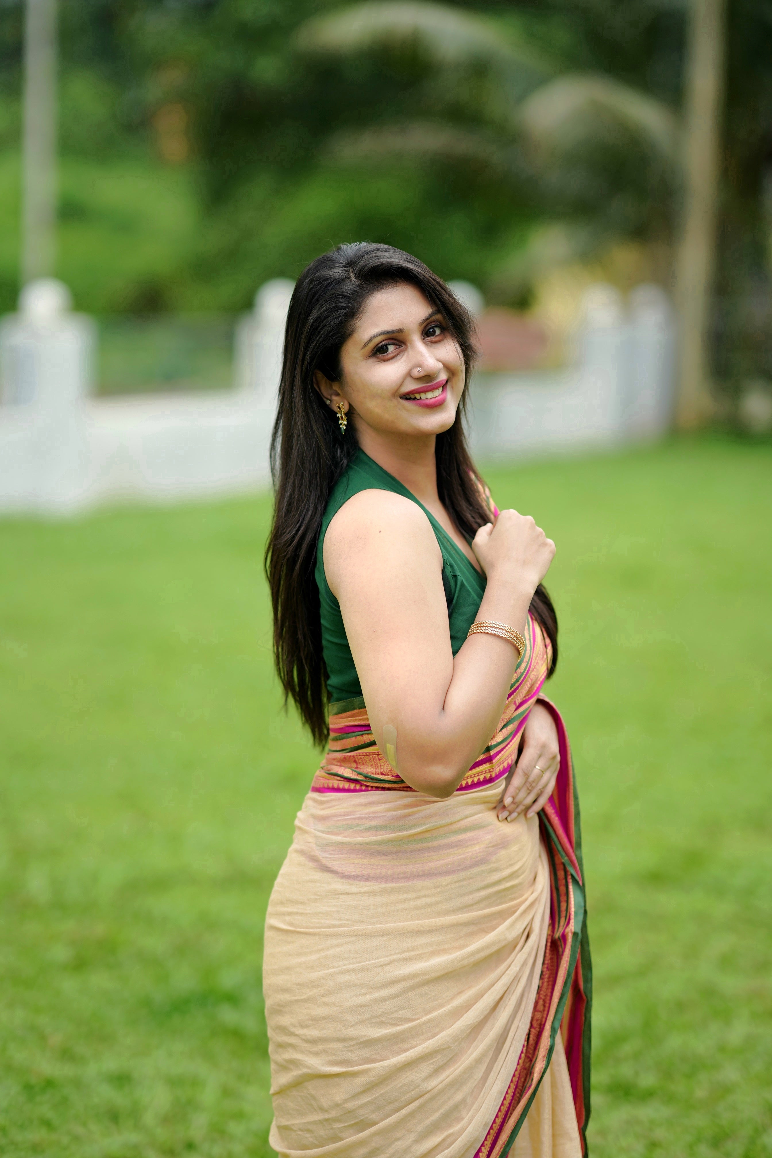 MULMUL COTTON SAREE WITH KANCHI BORDER - TBS26MKB-PREORDER