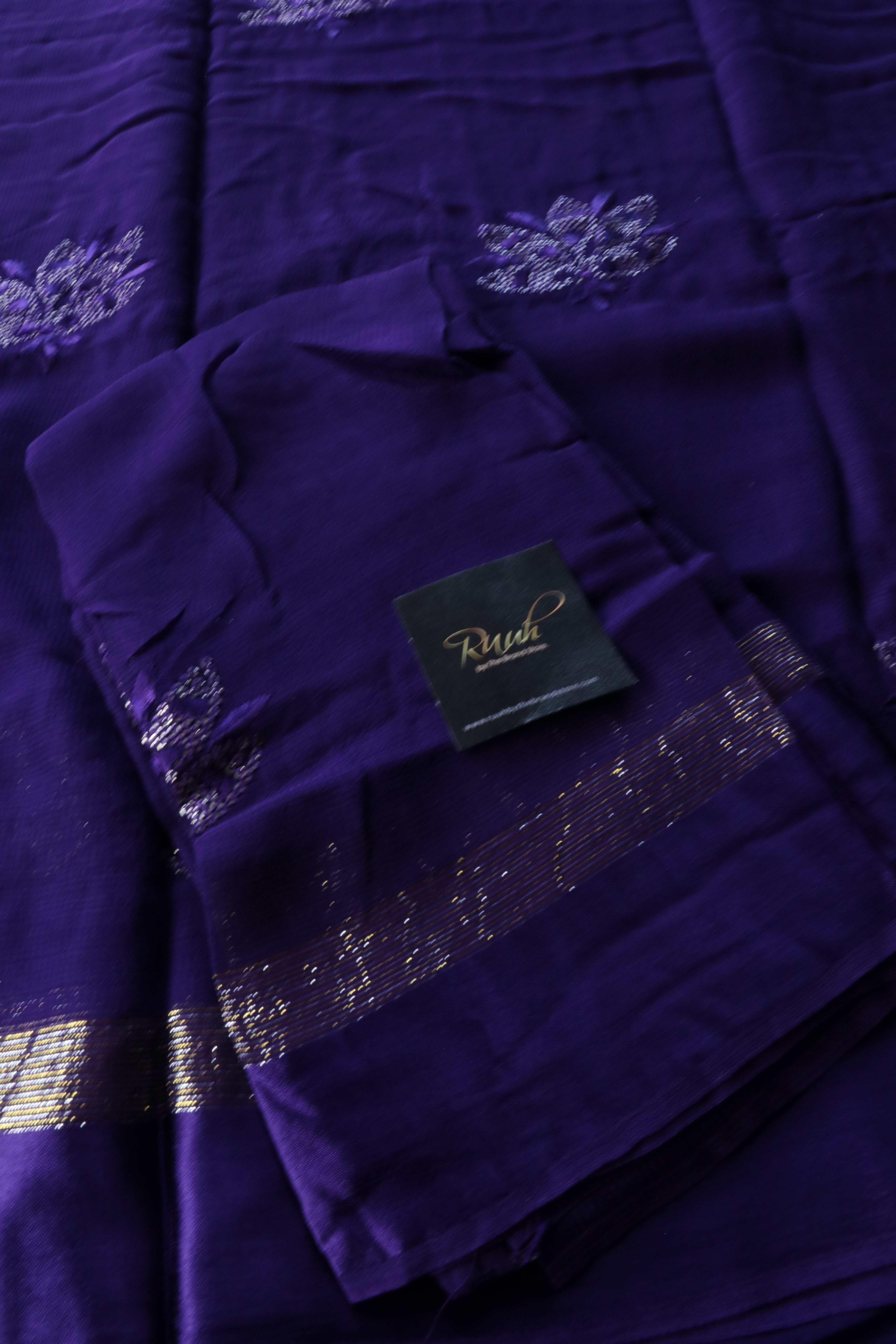 PURPLE VISCOSE GEORGETTE SAREE WITH LOTUS EMBROIDERY