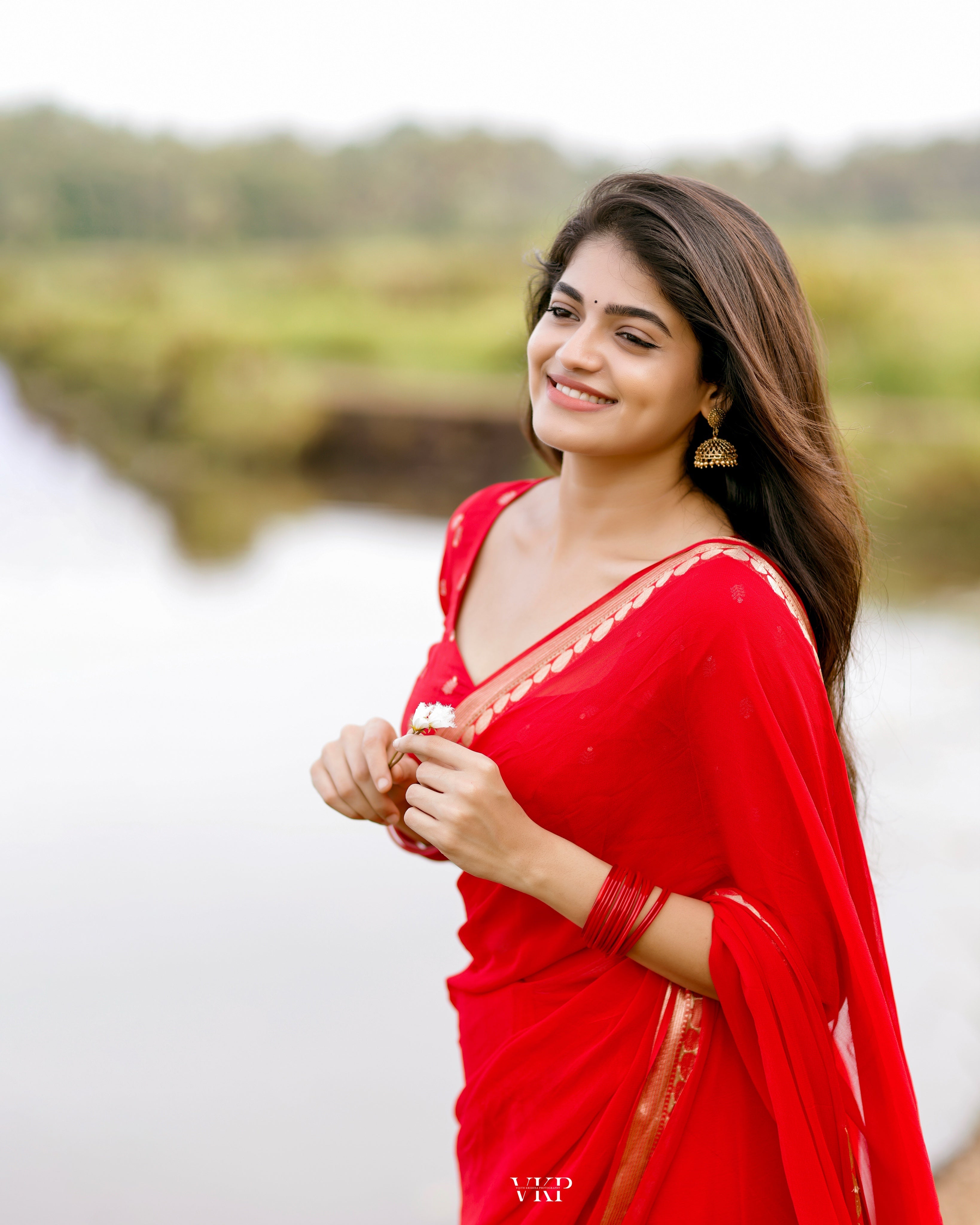 RED VISCOSE GEORGETTE SAREE- PREORDER