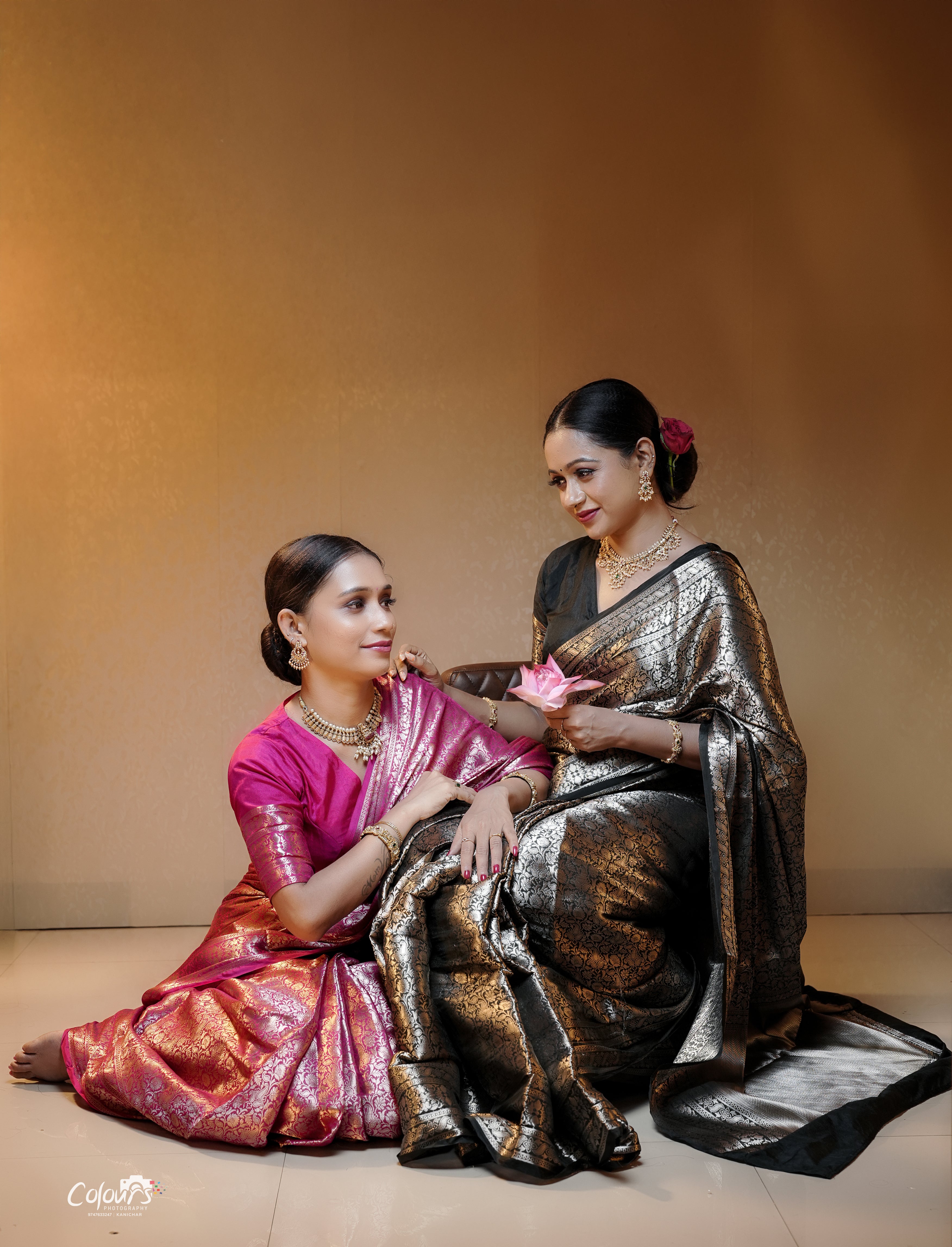 BLACK BANARASI SEMI KATAN SAREE