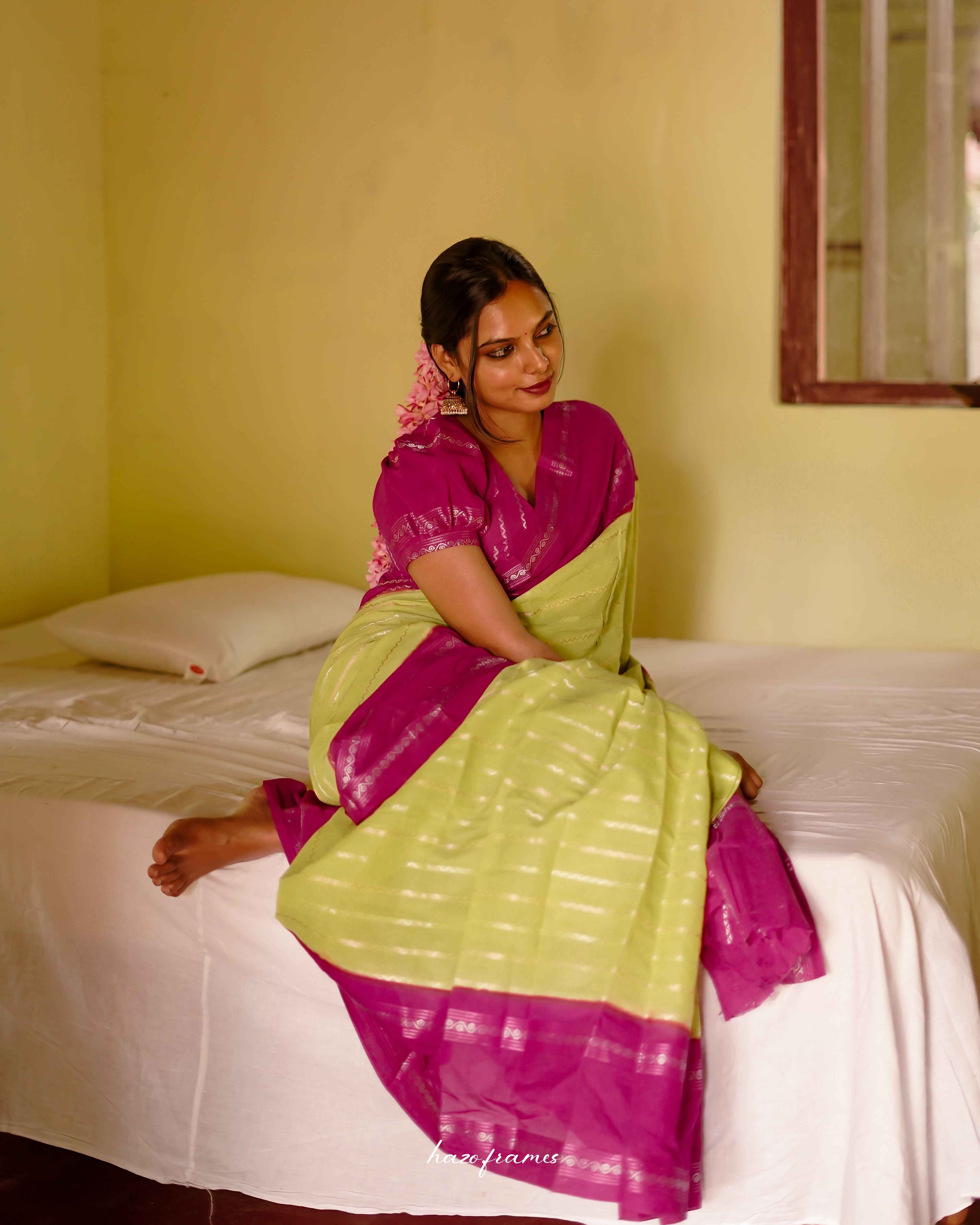 NEON - PINK MADURAI SUNGUDI SAREE