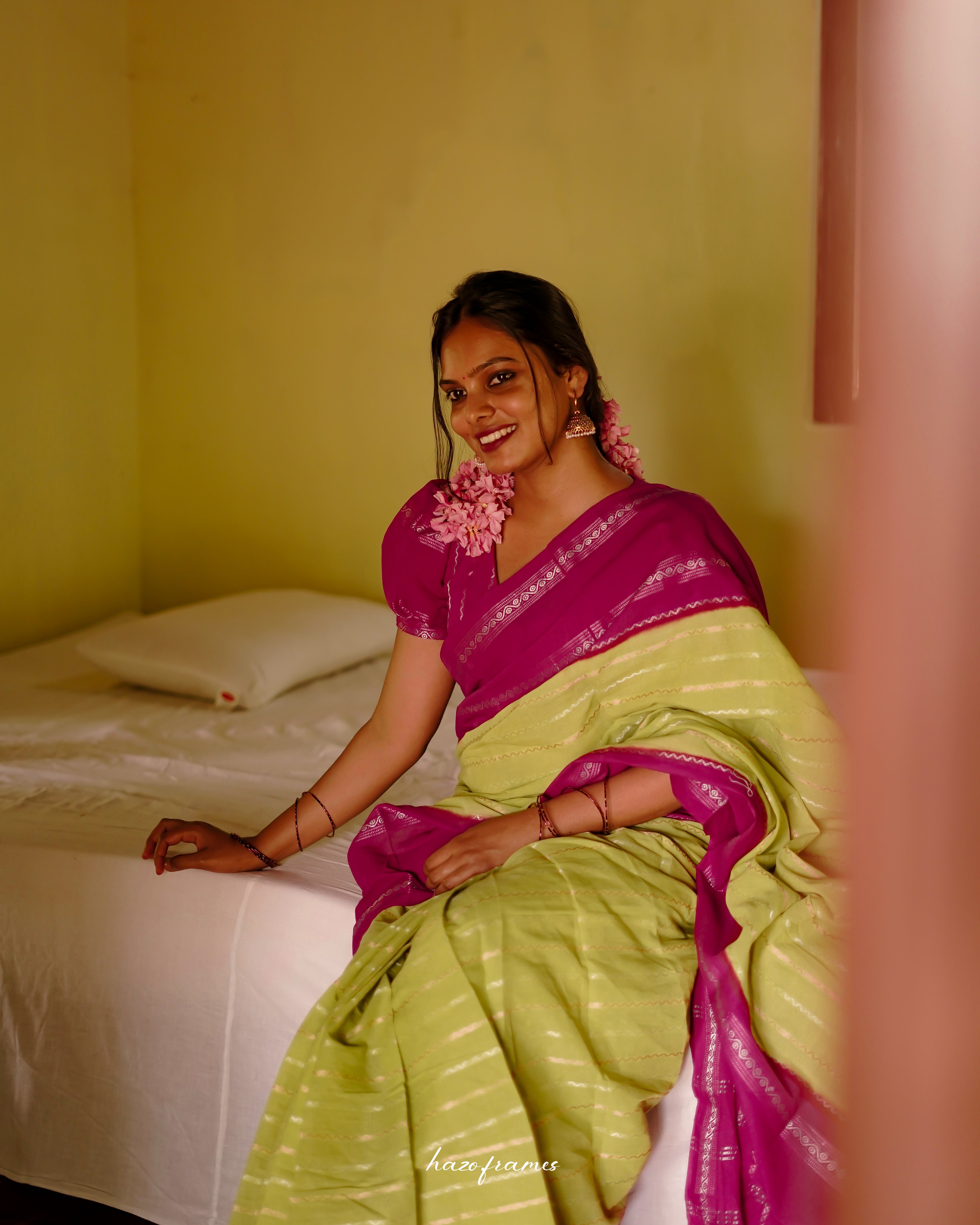 NEON - PINK MADURAI SUNGUDI SAREE