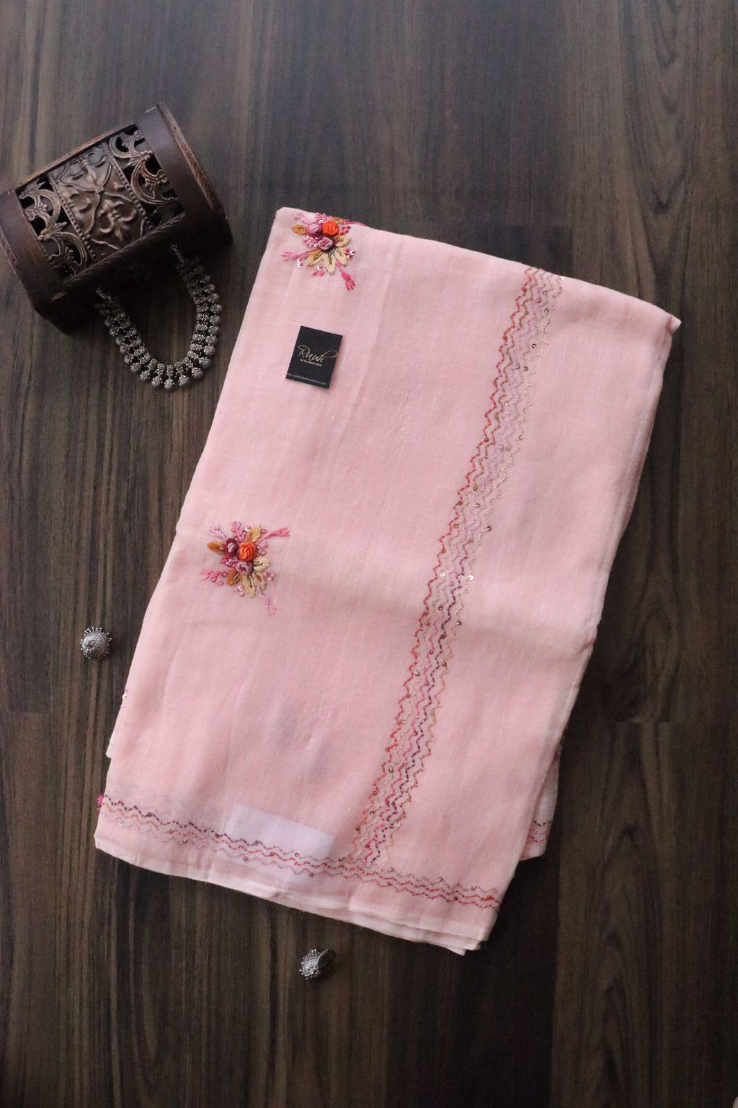 LINEN HANDWORKED SAREE 2