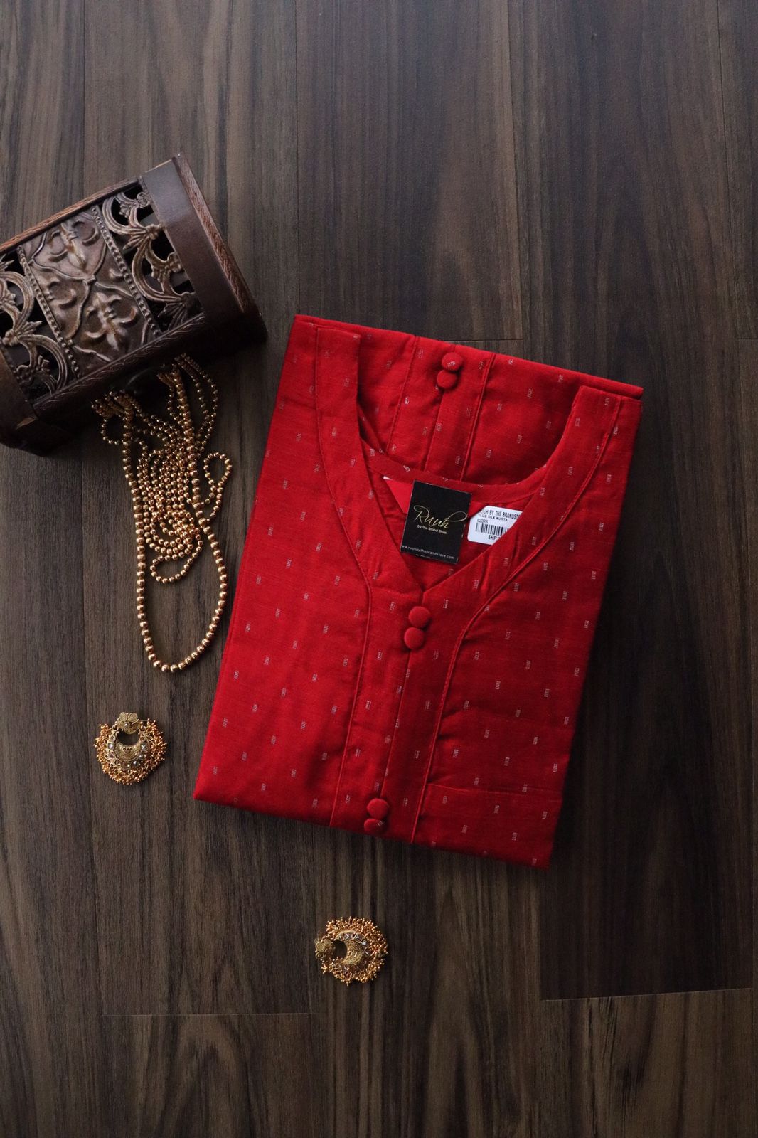 SLUB SILK KURTA RED