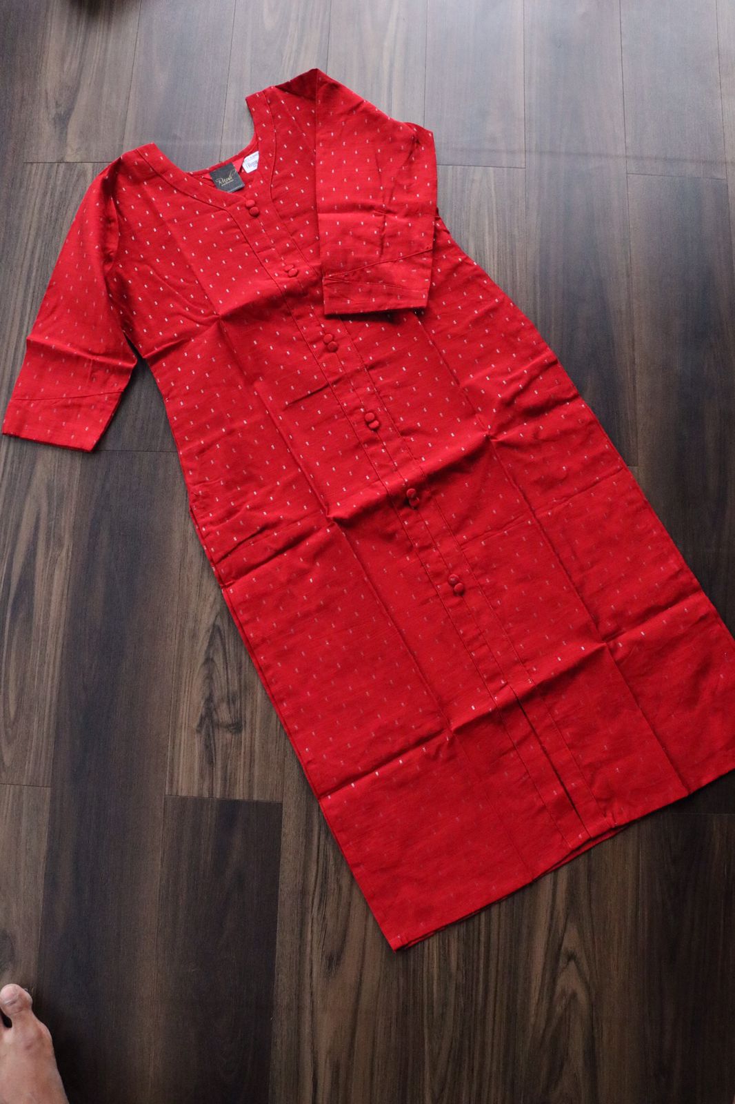 SLUB SILK KURTA RED