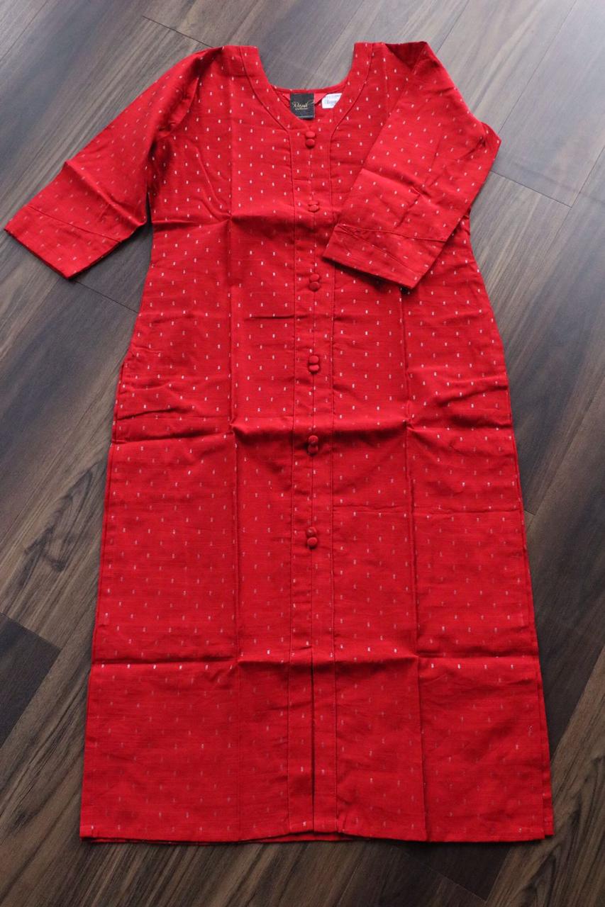 SLUB SILK KURTA RED