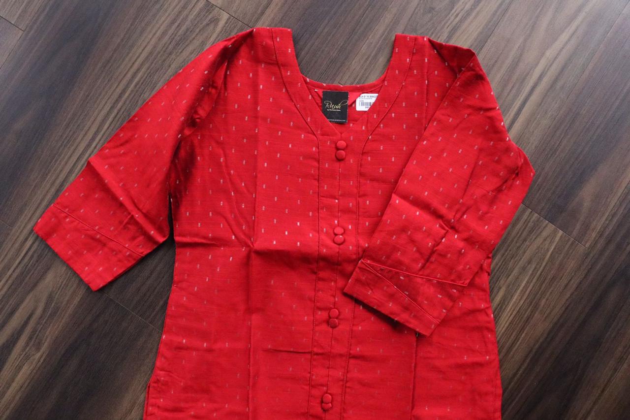 SLUB SILK KURTA RED