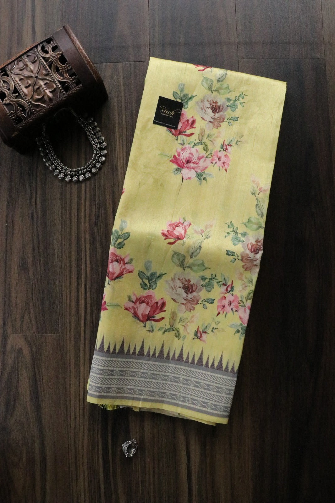 FLORAL SEMI TUSSAR YELLOW