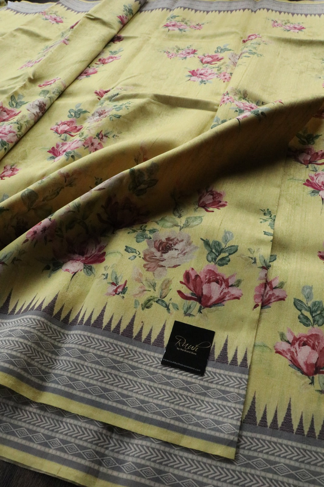 FLORAL SEMI TUSSAR YELLOW