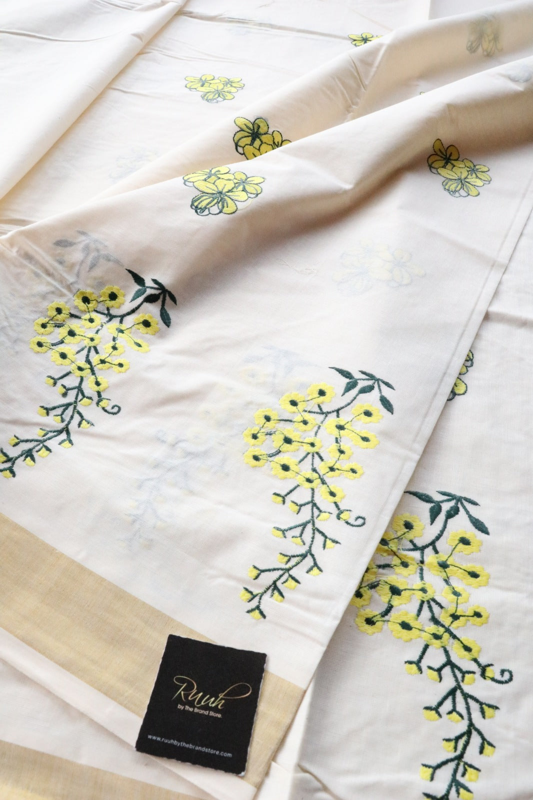 KERALA COTTON YELLOW FLORAL EMBROIDERY 2