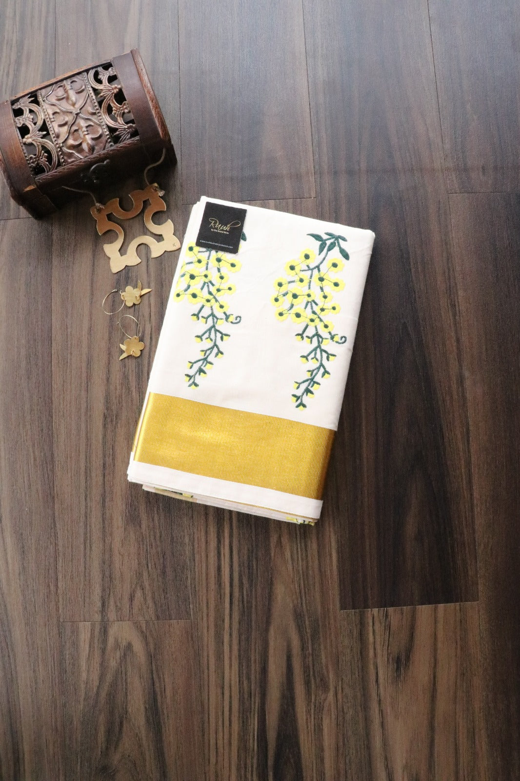 KERALA COTTON YELLOW FLORAL EMBROIDERY 2