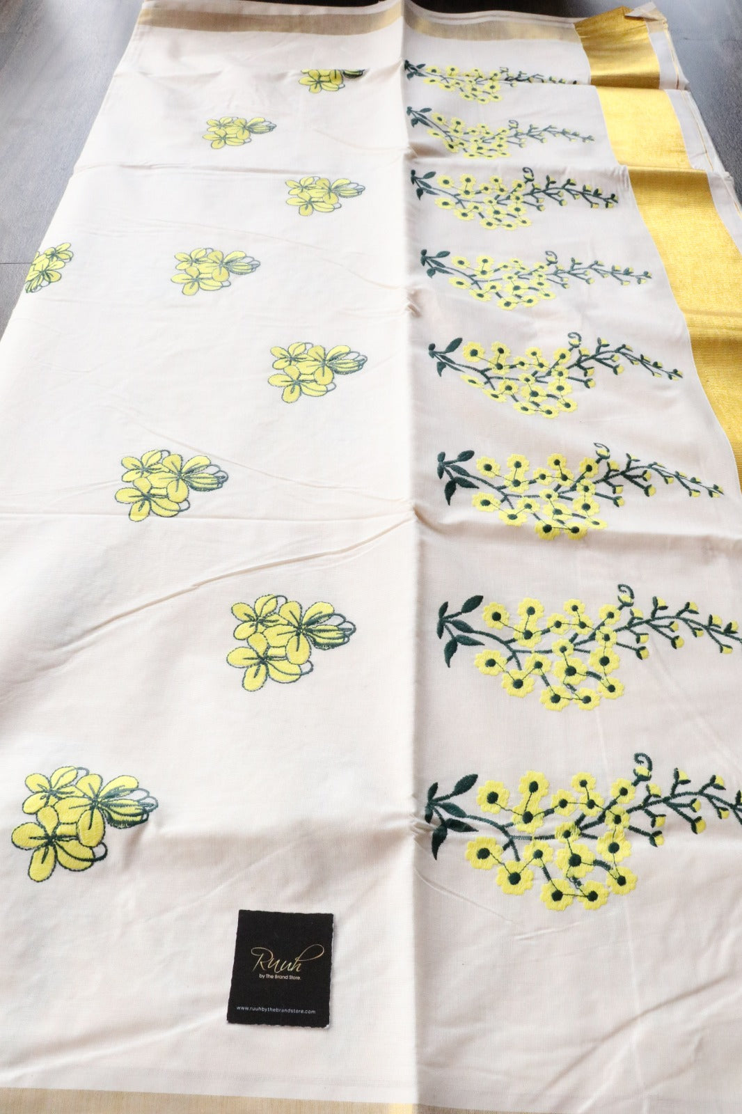 KERALA COTTON YELLOW FLORAL EMBROIDERY 2