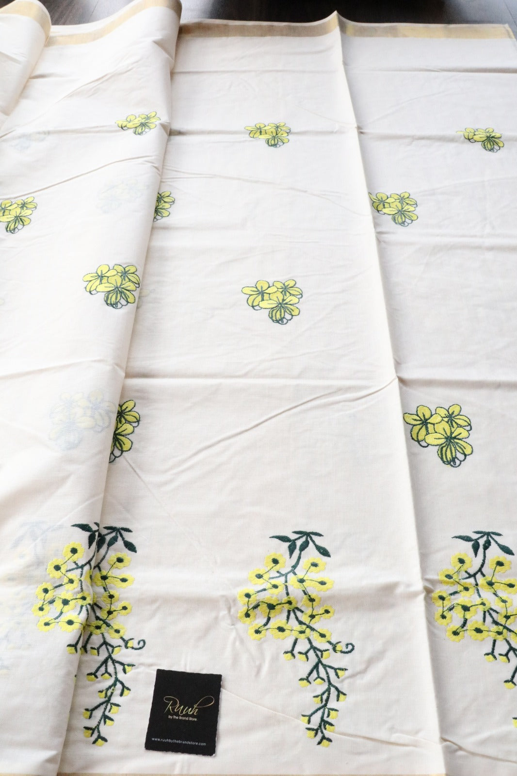 KERALA COTTON YELLOW FLORAL EMBROIDERY 2