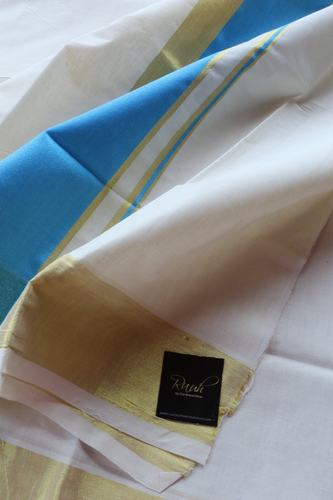 KERALA COTTON SAREE WITH BLUE BORDER