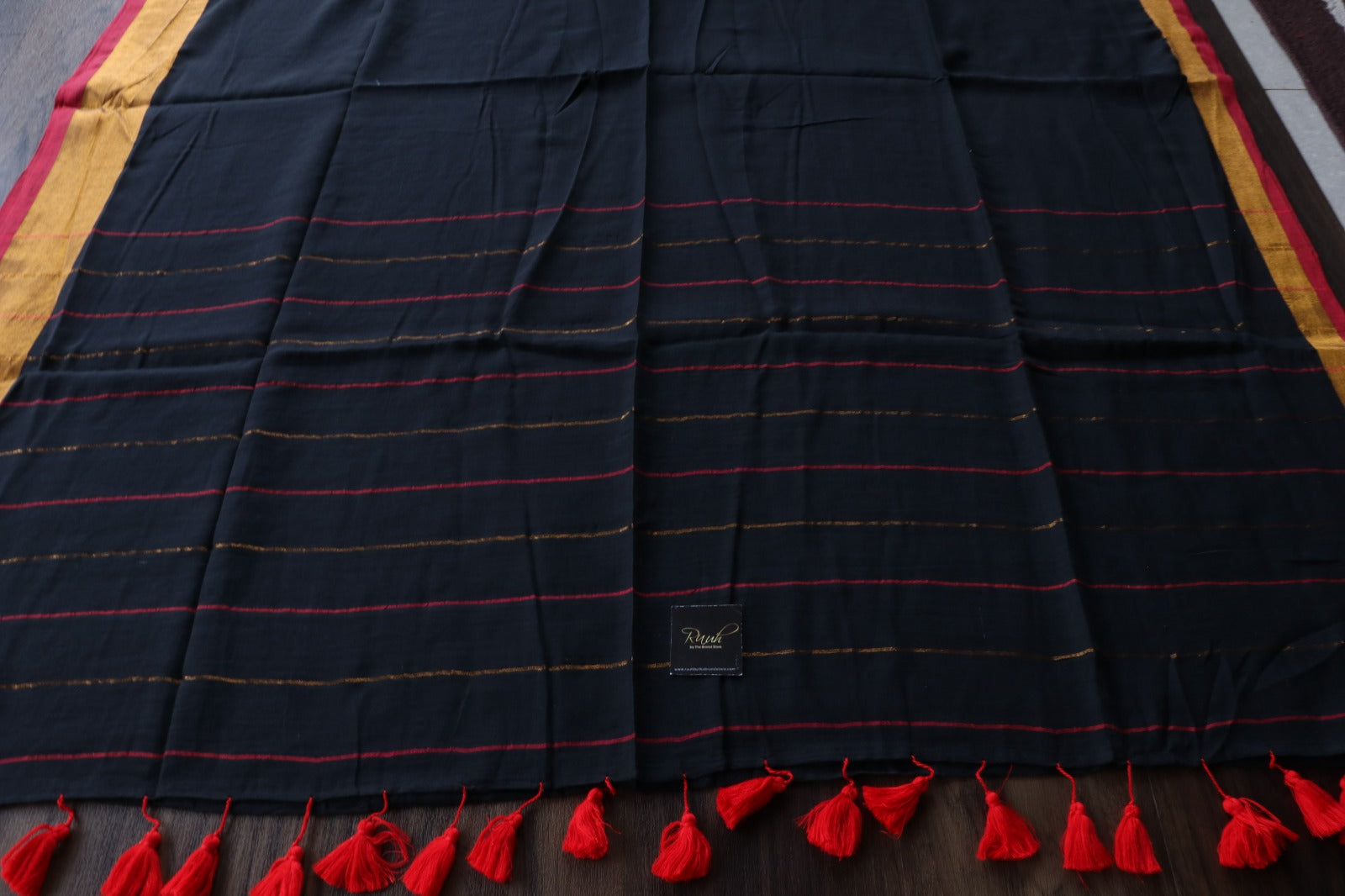 BLACK MULMUL COTTON WITH ZARI BORDER